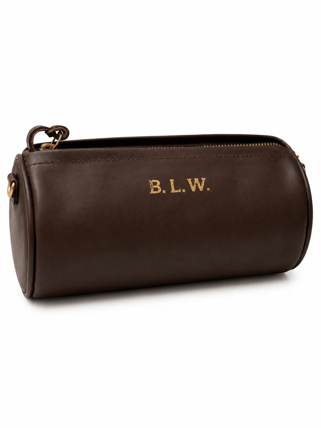 Leather Old Drum Bag Brown 植鞣牛皮茶芯圓筒包棕色
