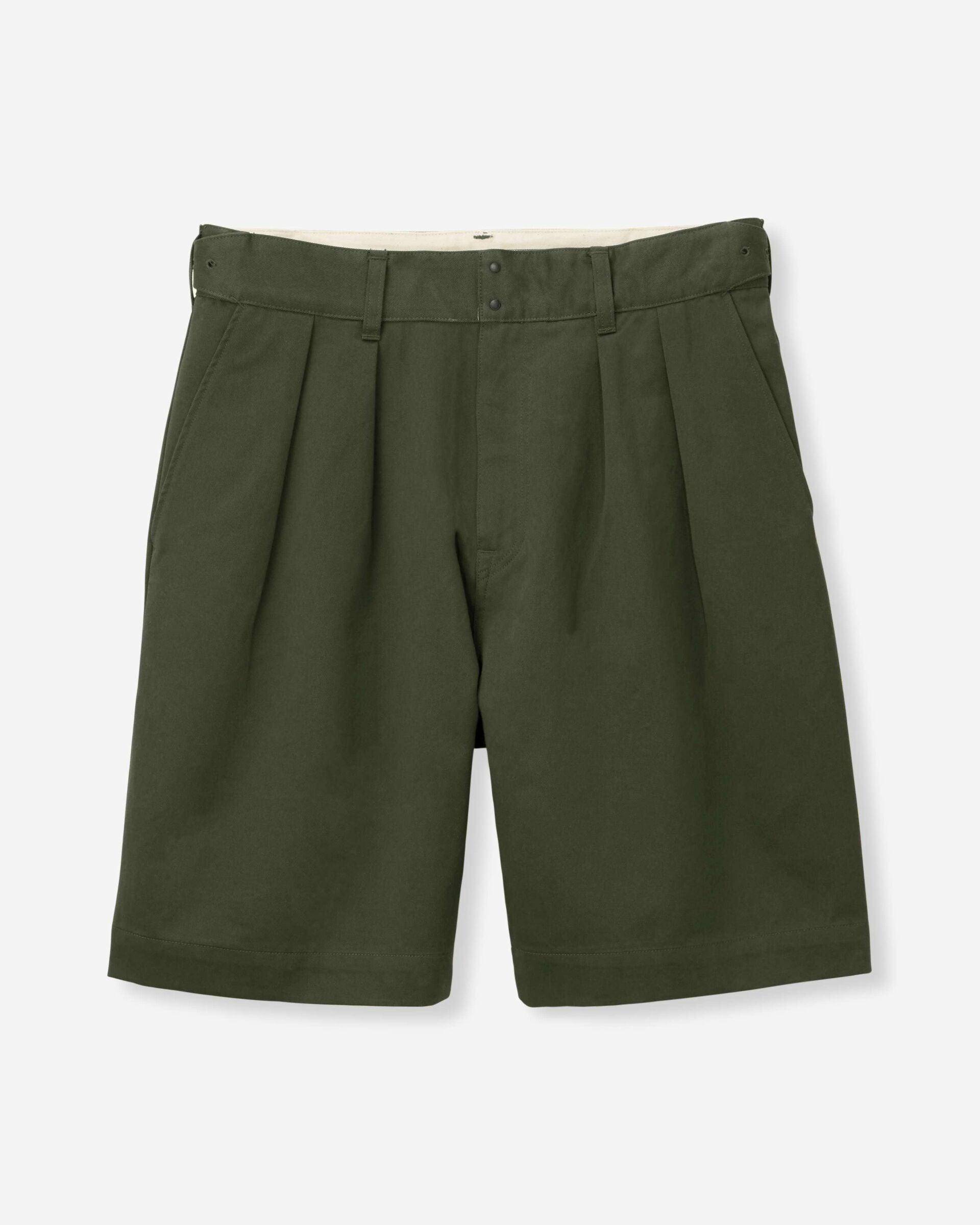 WESTPOINT WIDE SHORTS - FABRIC DYE GREEN 淺綠吉薩棉西點軍校雙摺寬短褲