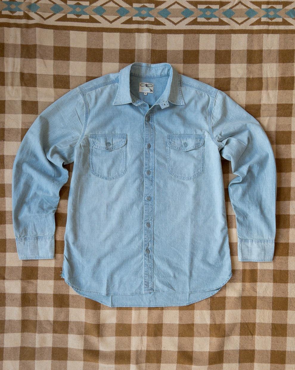 Chambray Workshirt - Distressed and Sunfaded Indigo 日曬復古水手布工作襯衫