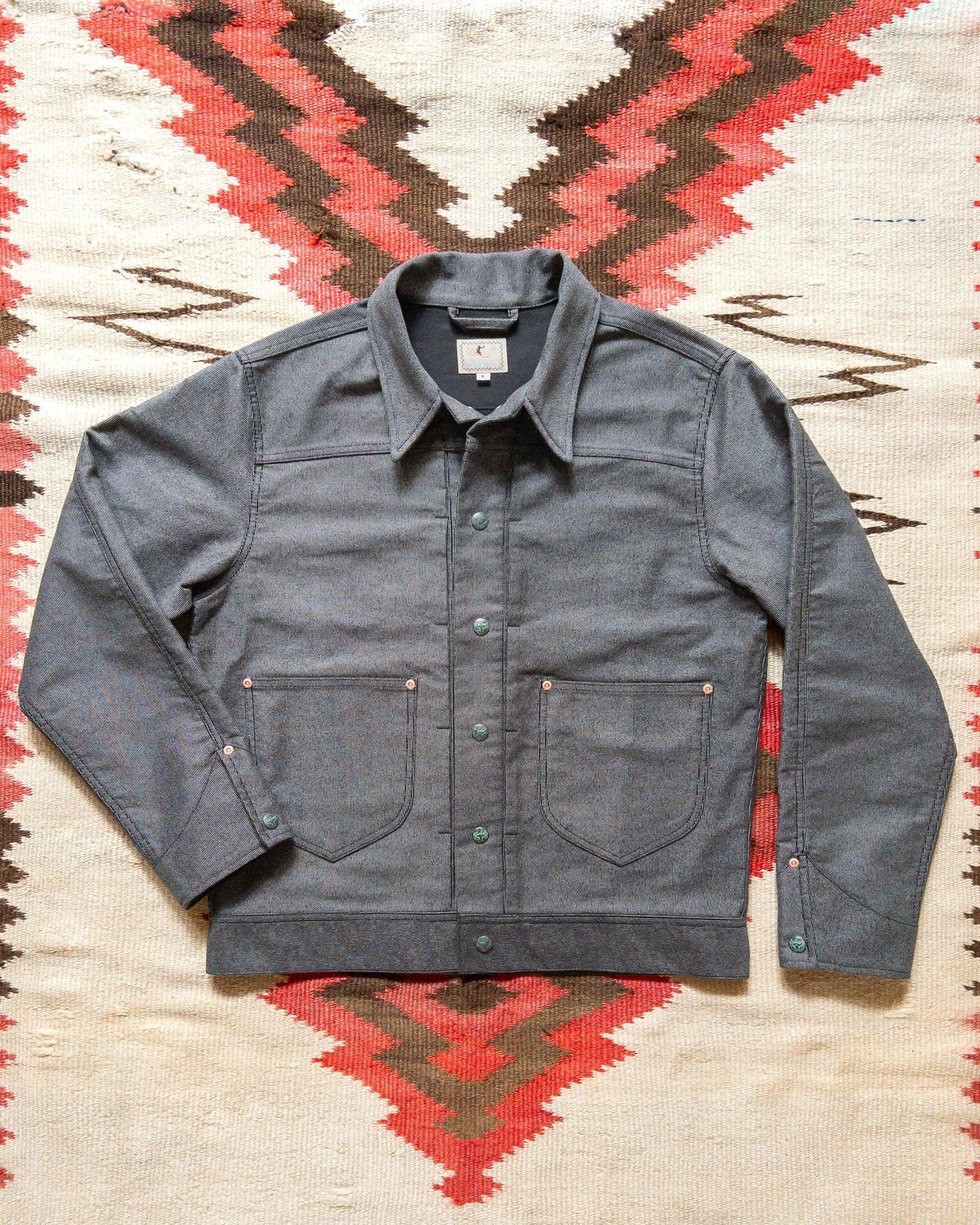 Japanese Wabash Stripe Moleskin Ranch Jacket - Charcoal Smoke 炭煙灰拔染鼴鼠皮牧場夾克
