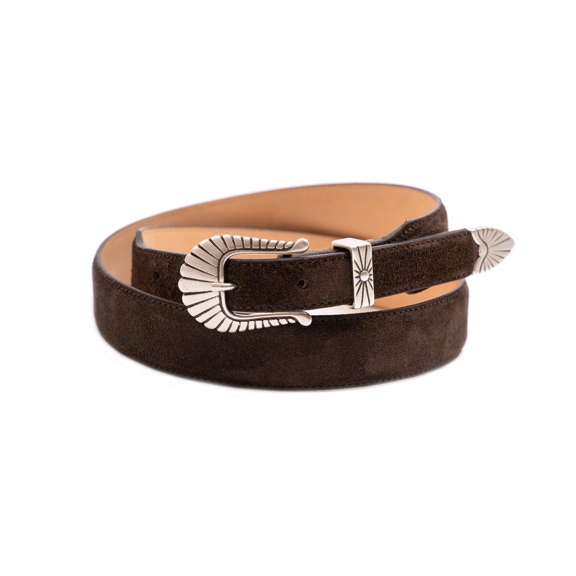 “Wild Star” Testa di Moro Suede Western Belt 深咖啡色義大利麂皮西部皮帶