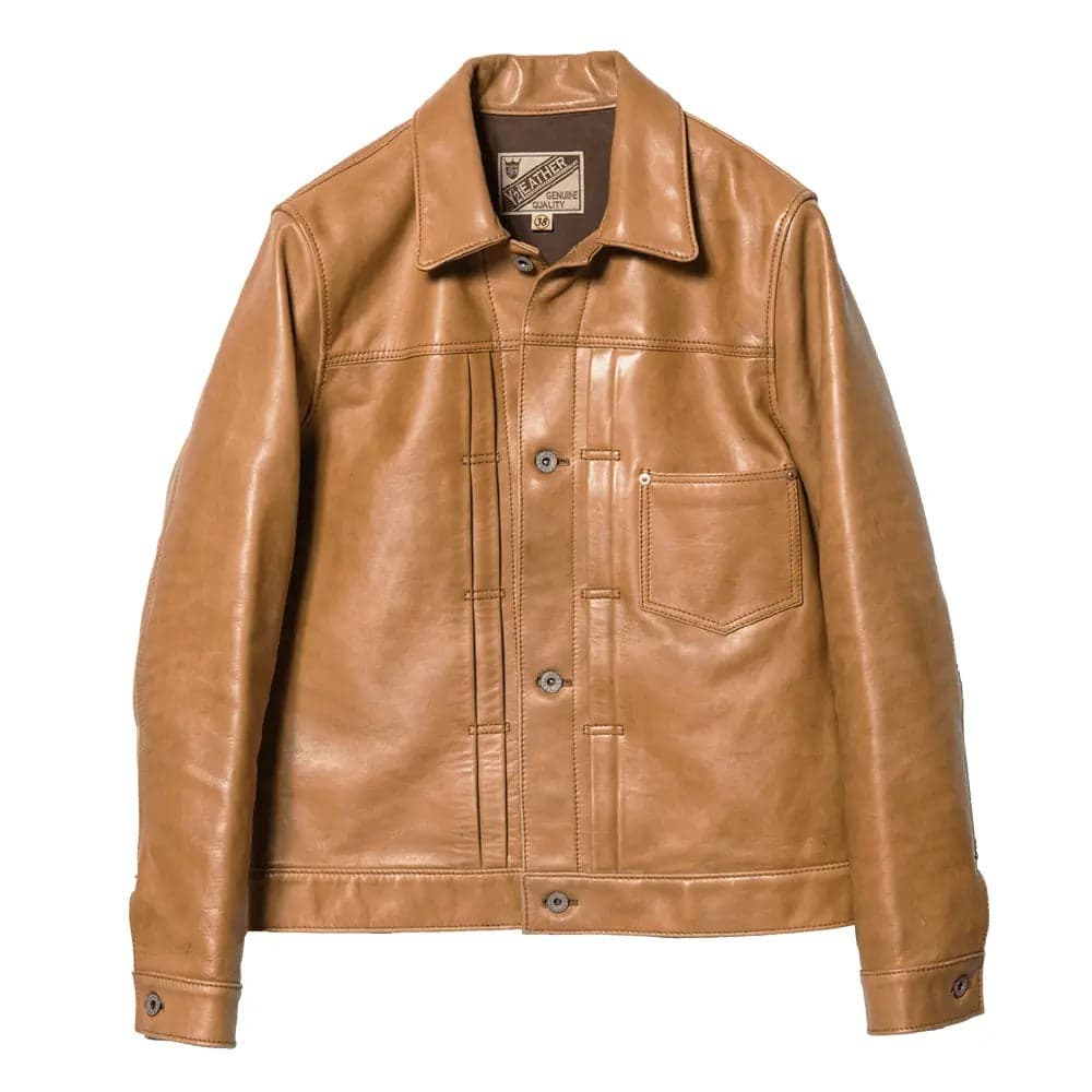 KB-140-T Kakishibu Persimmon Tanned Horse Hide Type 1 Jacket 柿染重磅馬皮一代皮衣