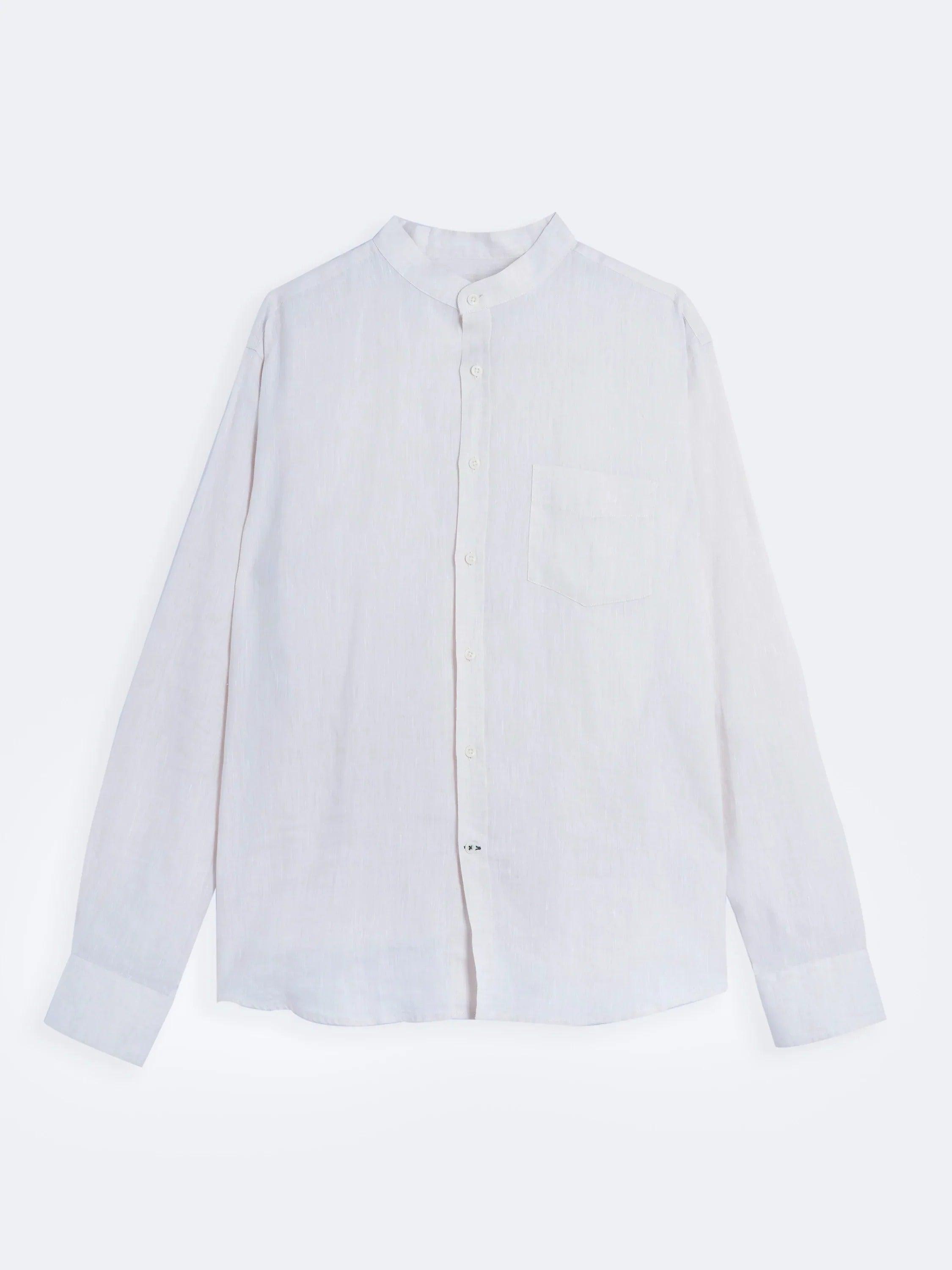 Shirt Linen Lisbon – White 立領純亞麻府綢長袖襯衫