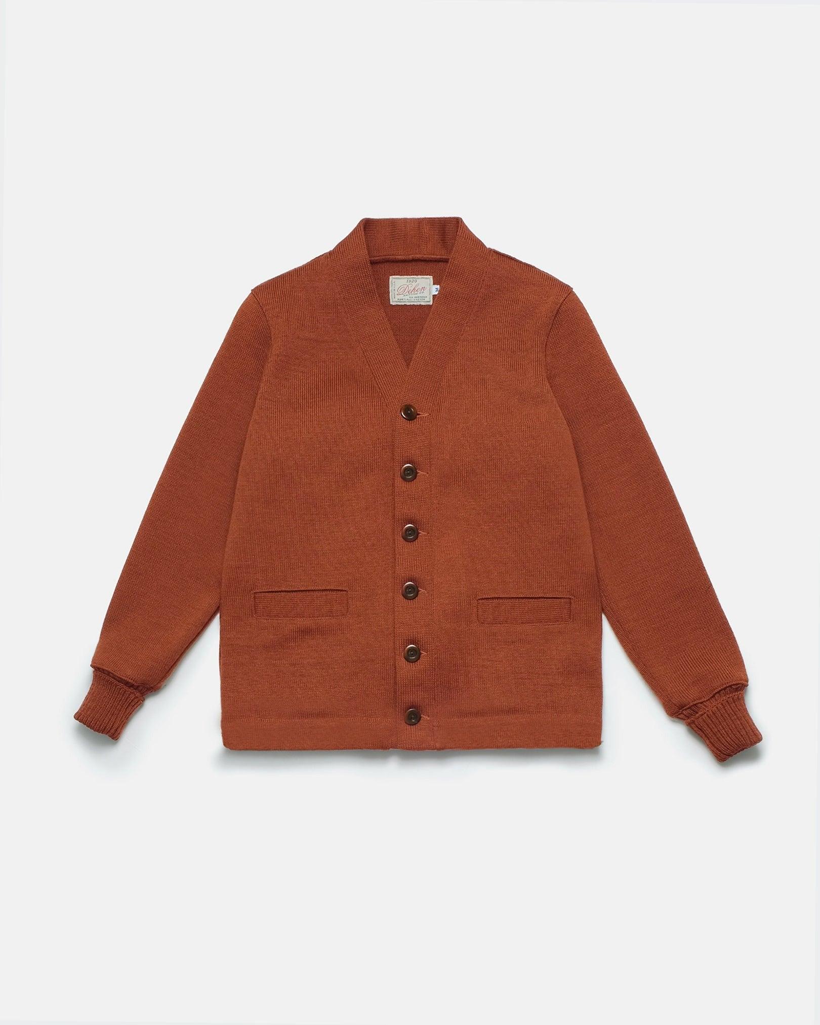 1920】Classic Cardigan Burnt Orange 50年代復古粗針燒橘色開襟衫