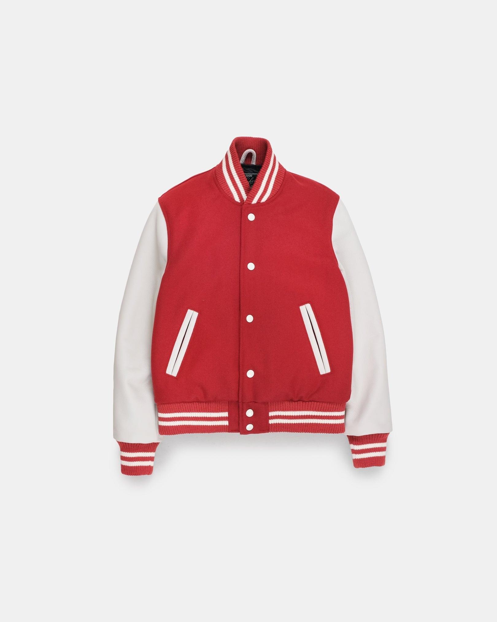 1920】Varsity Jacket - Forster Red, Milk 女版校園運動夾克紅色拼接牛奶色皮袖