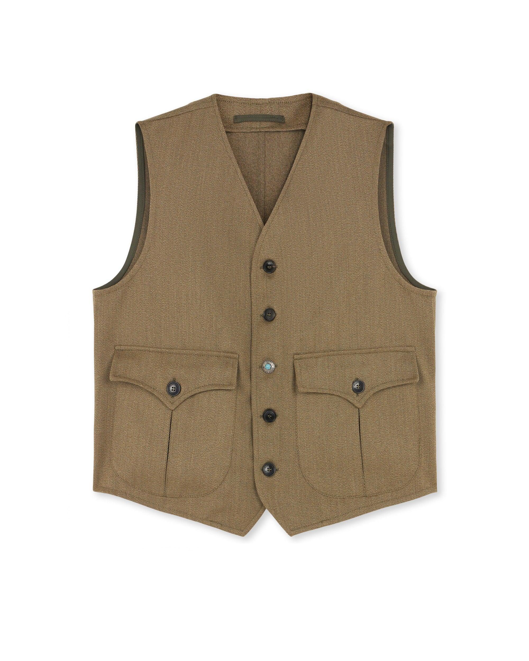 DONALD LS001 GRE VEST 復古羊毛老布綠松石背心