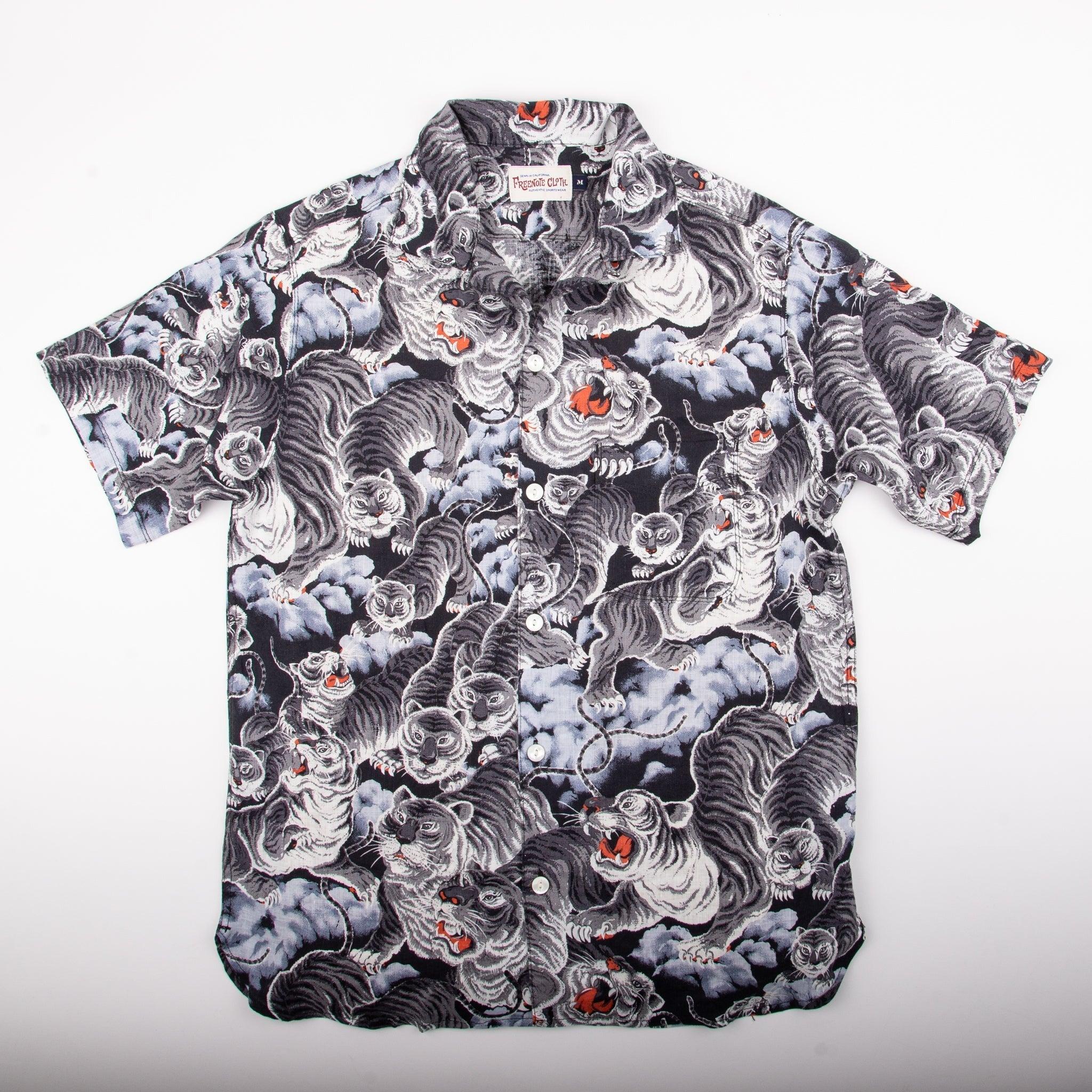 Hawaiian Black Tiger Shirt 黑色百虎麻料夏威夷襯衫