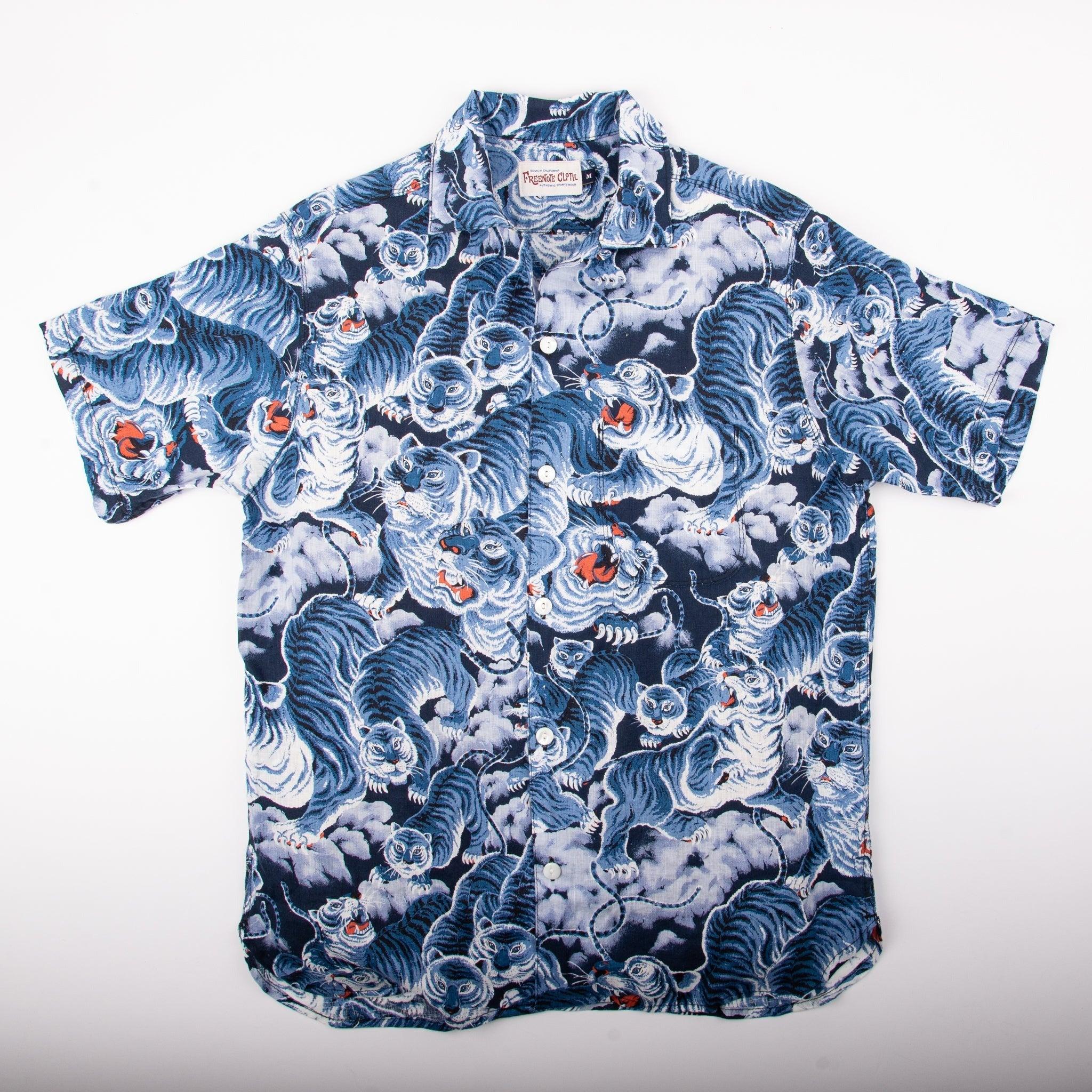Hawaiian Ice Tiger Shirt 冰虎藍染麻料夏威夷襯衫