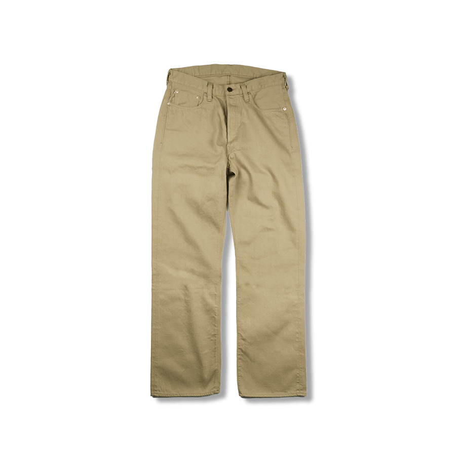 【Fullcount】0105BE Beige Denim 13.7oz 卡其色辛巴威棉寬直筒牛仔褲