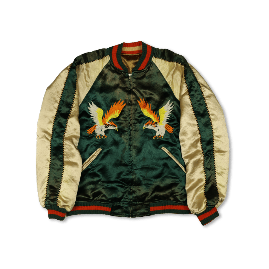 【Fullcount】2094HW Aged Skajan Hawk & Dragon Green & Ecru 復古舊化橫須賀刺繡外套