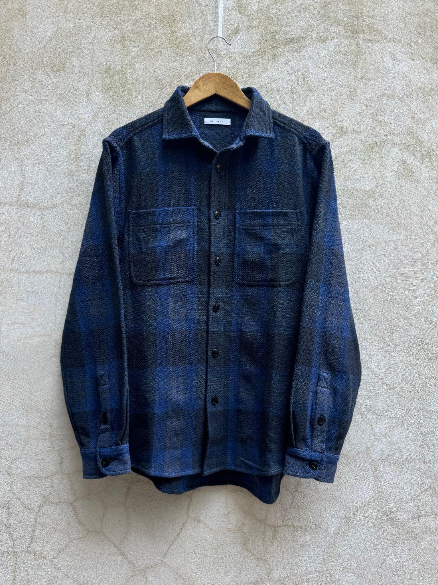【INDI+ASH】AMES WORKSHIRT Handspun Double Face Plaid - Iron/Indigo 鐵灰/藍染手紡雙面格紋艾姆斯工裝襯衫