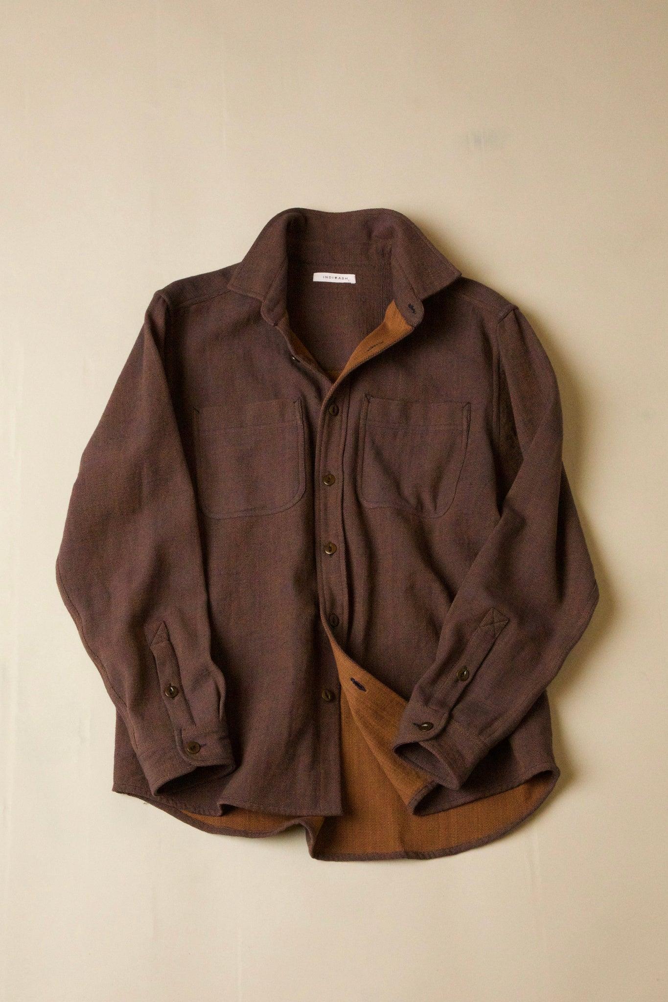 【INDI+ASH】AMES WORKSHIRT Handwoven Denim - Coyote/Indigo 郊狼棕/藍染手織丹寧艾姆斯工裝襯衫