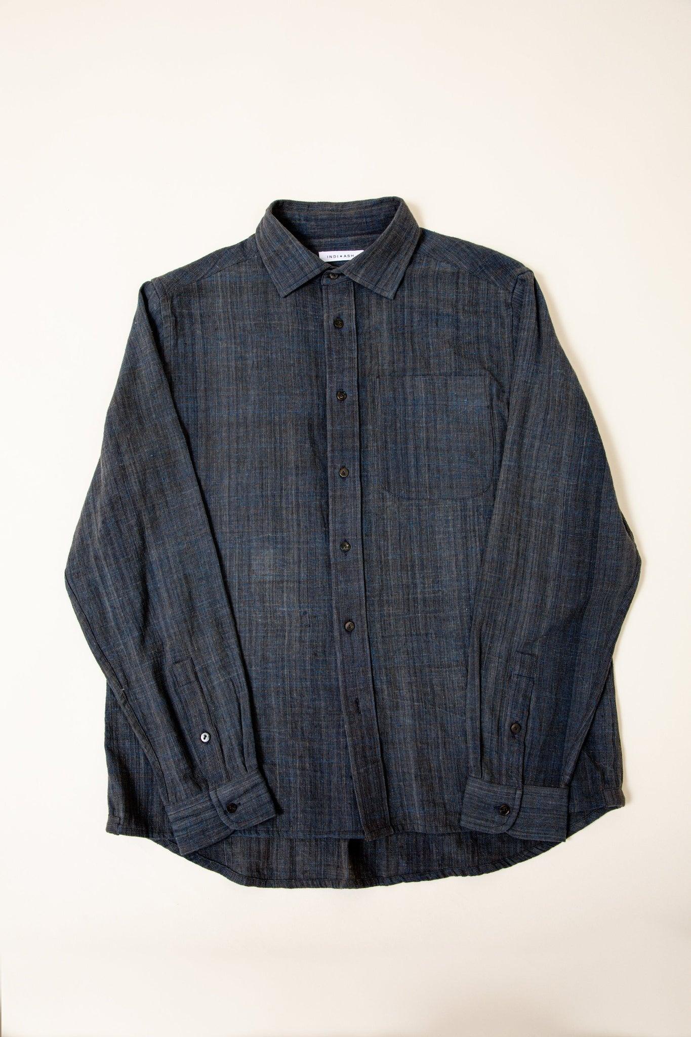 【INDI+ASH】MATTY SHIRT - Handwoven Kala Cotton - Iron 鐵灰天然手染手織卡拉棉馬蒂襯衫