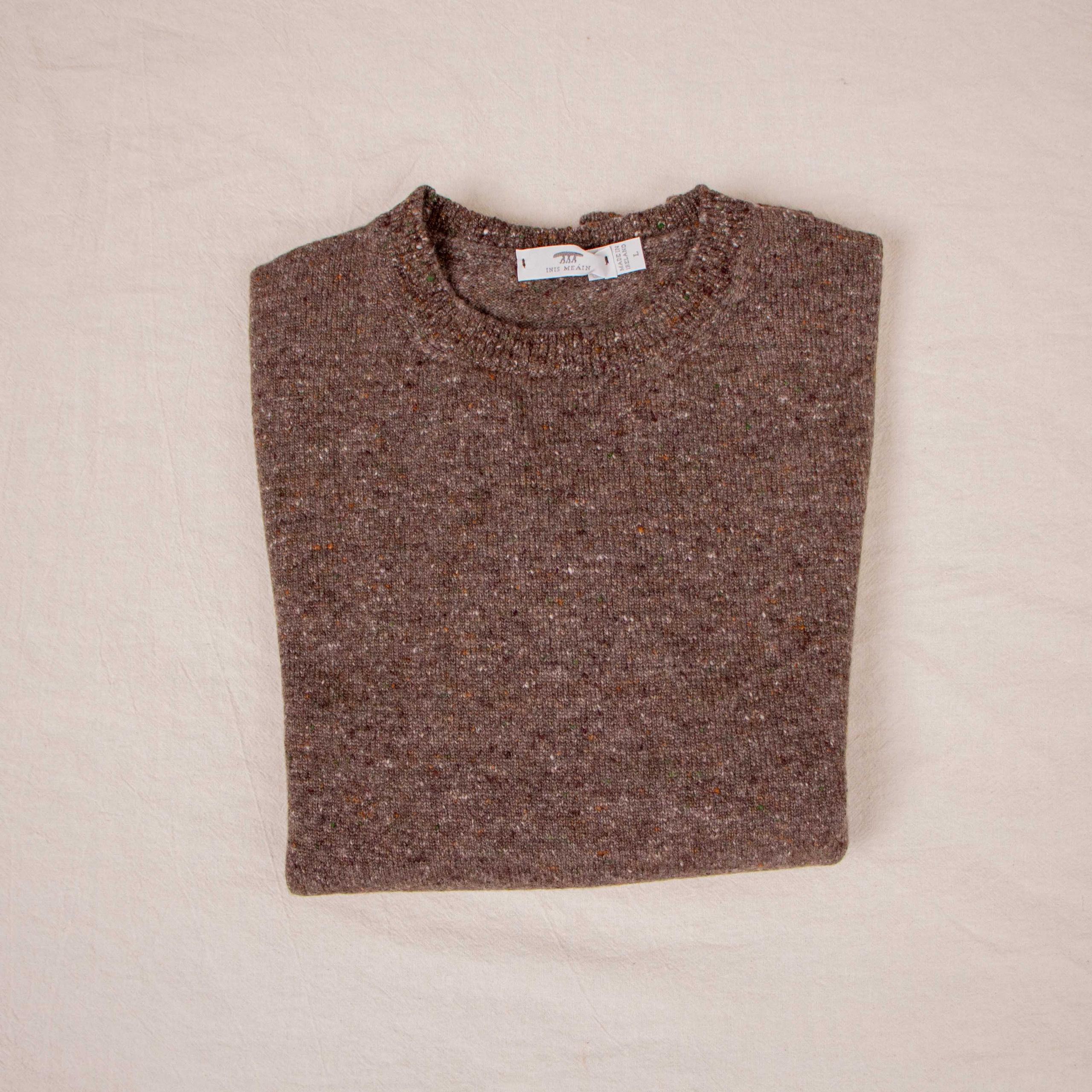 【Inis Meáin】Cashmere Light Crew Neck Brown Fleck 輕磅喀什米爾混紡圓領毛衣天然棕