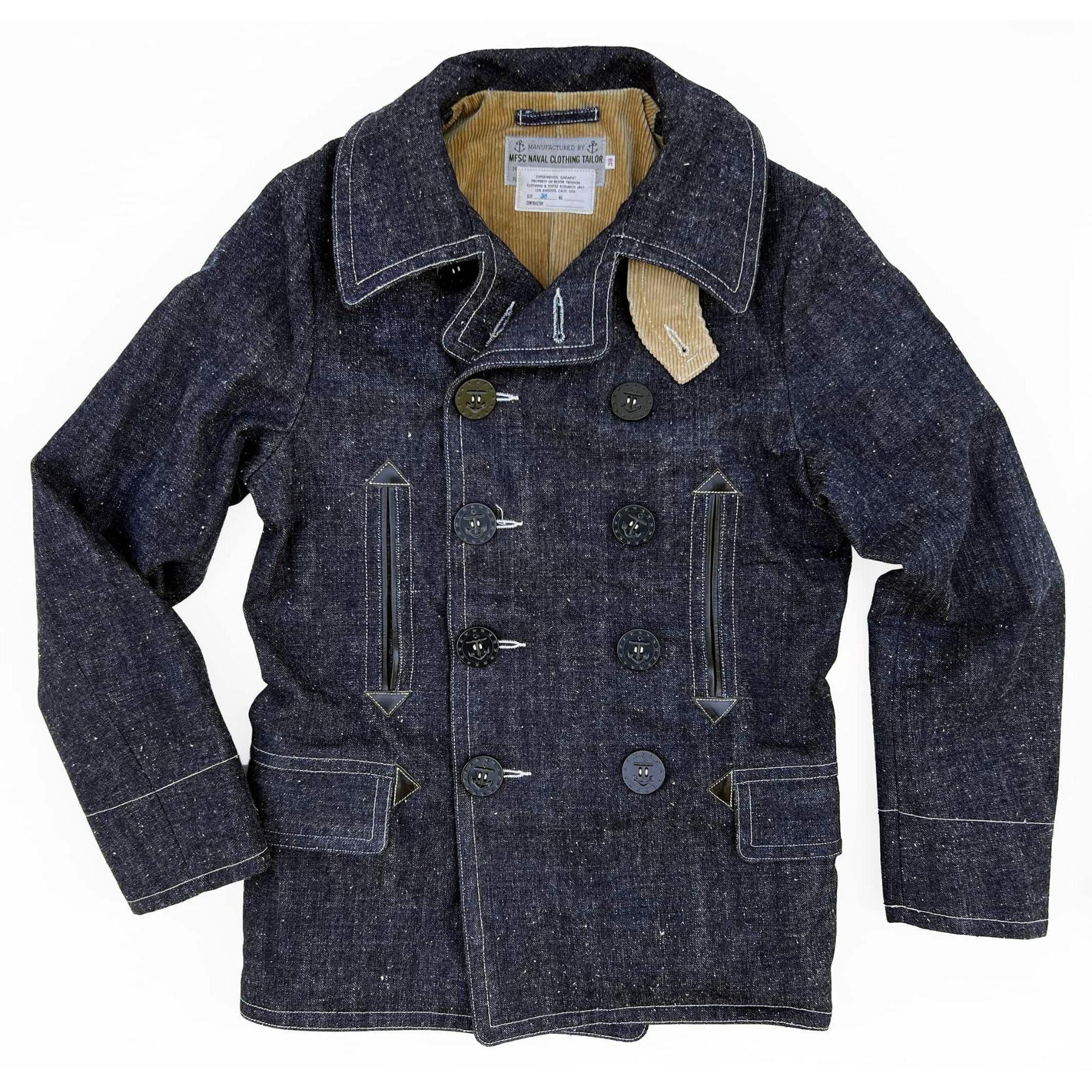 PEACOAT OKINAWA DENIM 甘蔗纖維混紡原色丹寧海軍大衣