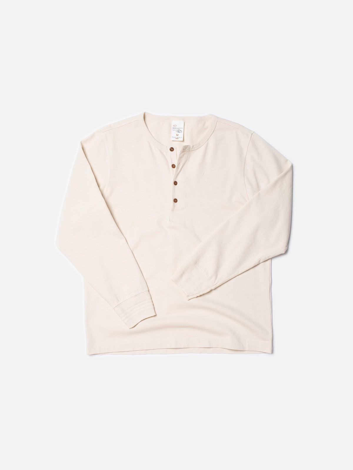 LS Henley Ecru 有機原棉色亨利領長袖