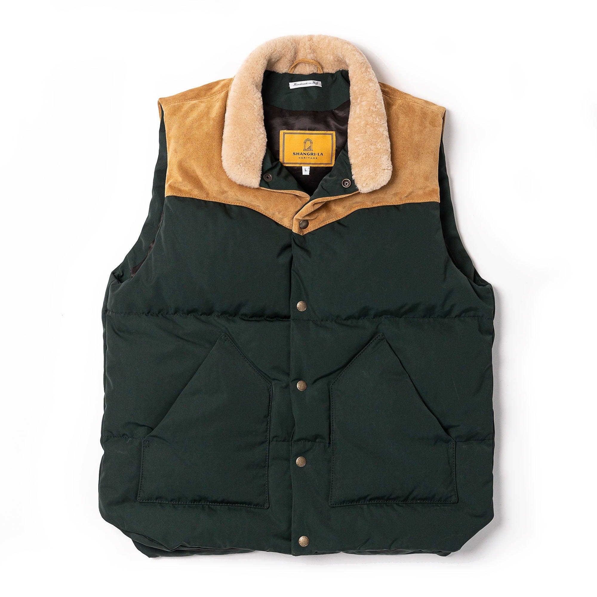“Bivacco” Forest Green Western Down Vest 森林綠拚皮鵝絨背心
