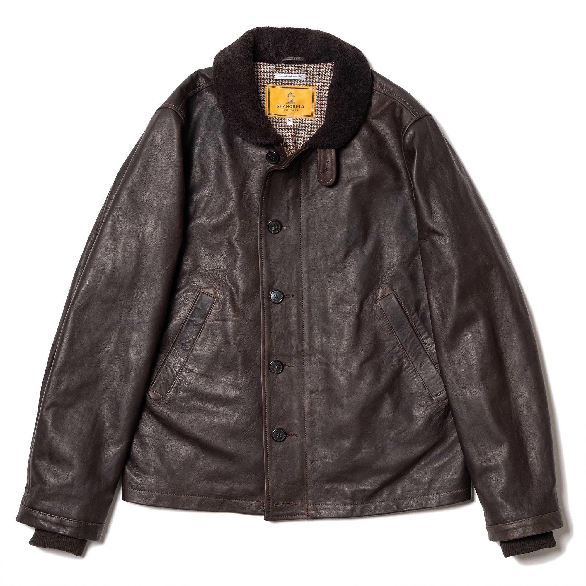 “Deck” N-1 Testa di Moro Leather Jacket 咖啡色牛皮甲板外套