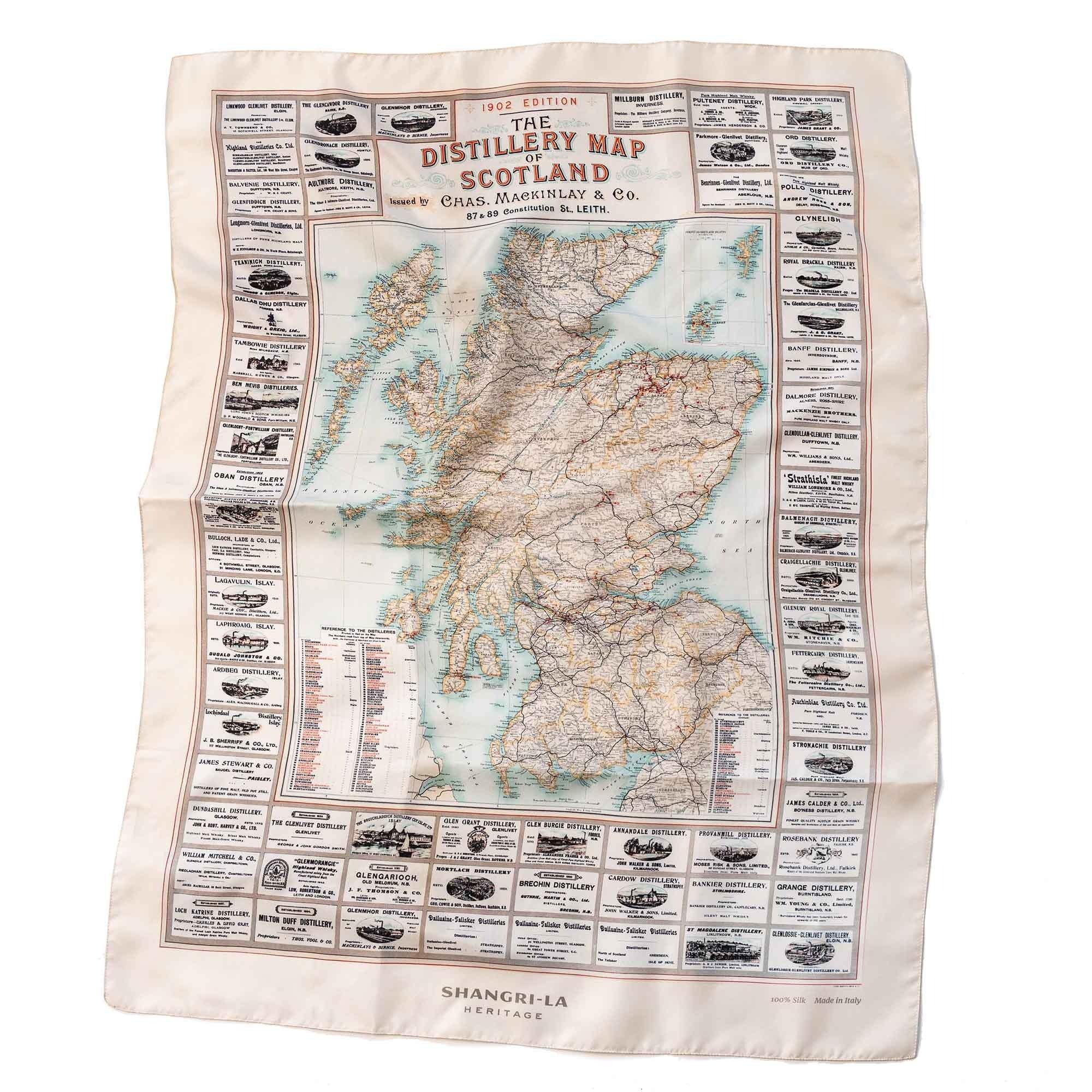 “Distillery Map of Scotland” Silk Foulard 蘇格蘭蒸餾廠地圖絲綢方巾