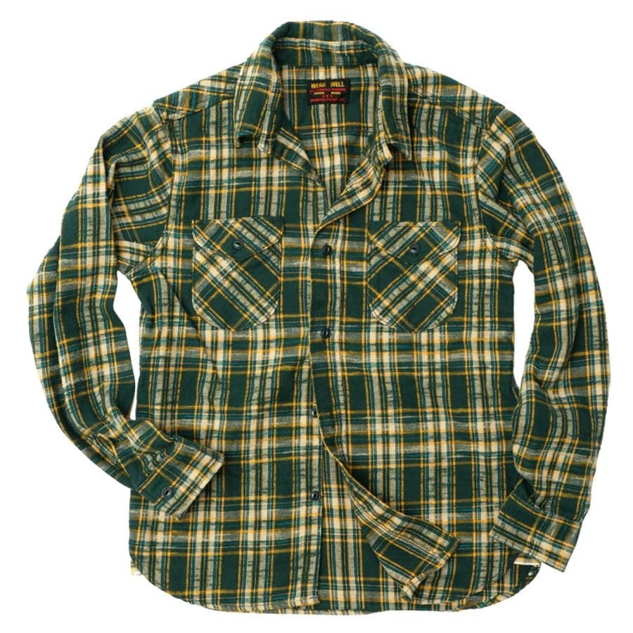 Slubby Flannel Shirt Green 黃綠格紋竹節法蘭絨襯衫