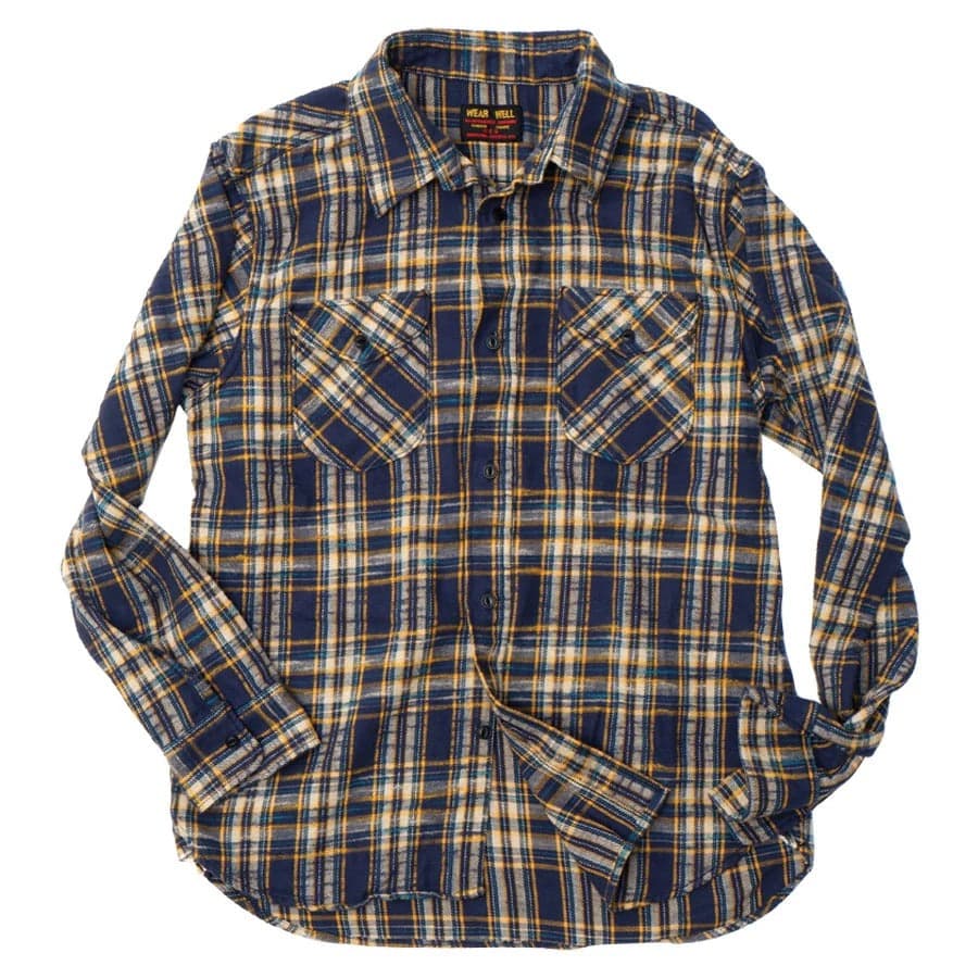 Slubby Flannel Shirt Navy 海藍格紋竹節法蘭絨襯衫
