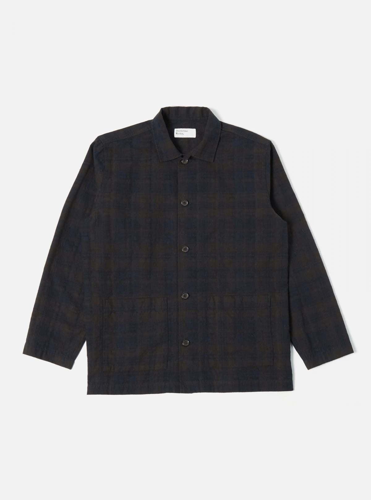 Easy Overshirt Oak Cotton Navy/Brown 橡樹棉布襯衫外套
