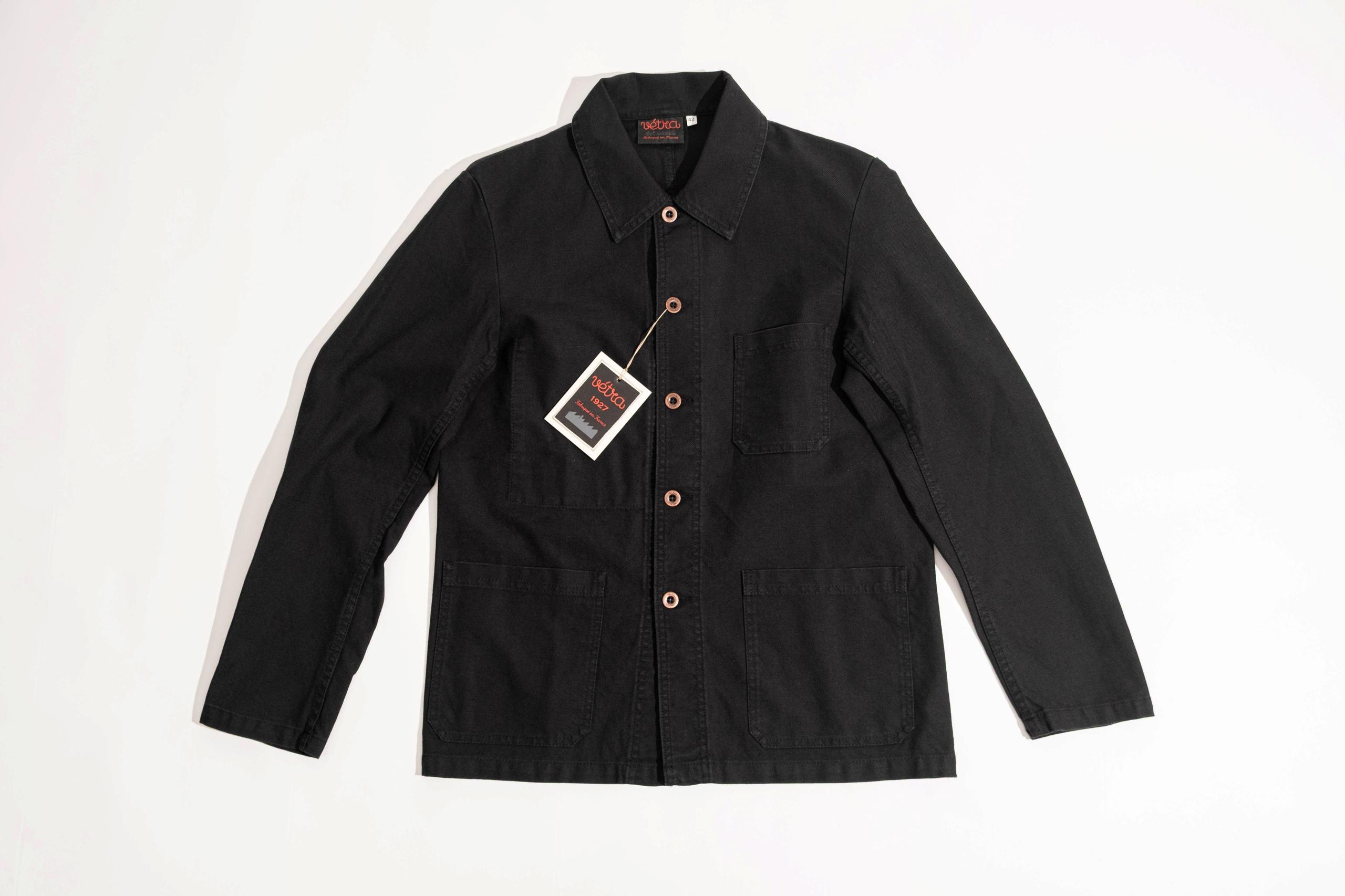 French Workwear 1G50/5C Organic Twill BLACK 黑色斜紋布法式工裝夾克