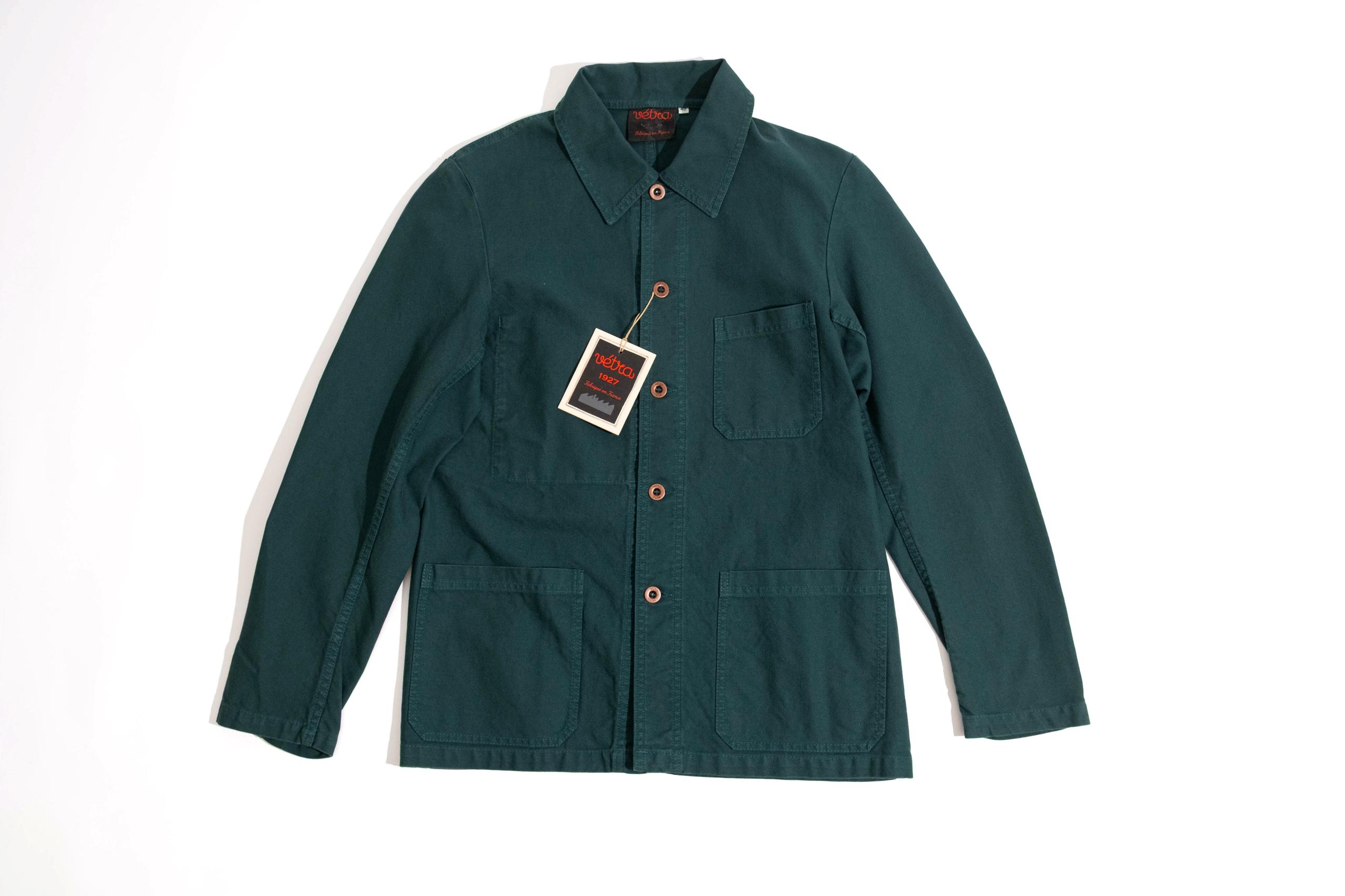 French Workwear 1G87/5C Organic Twill Jacket BOTTLE 瓶綠色斜紋布法式工裝夾克