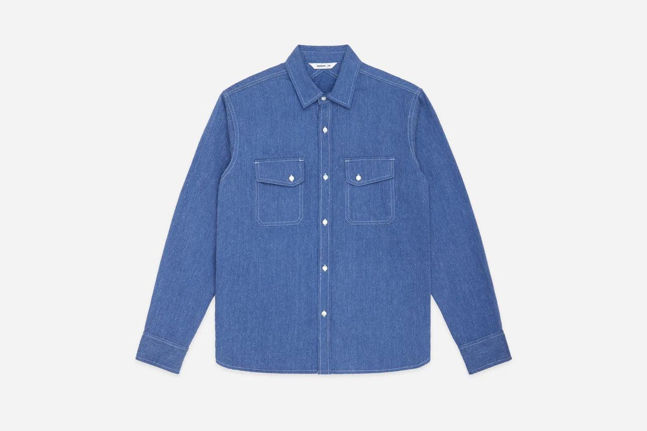 Crosscut Western Cerulean Handloom Khadi Denim／手織復古面料丹寧襯衫