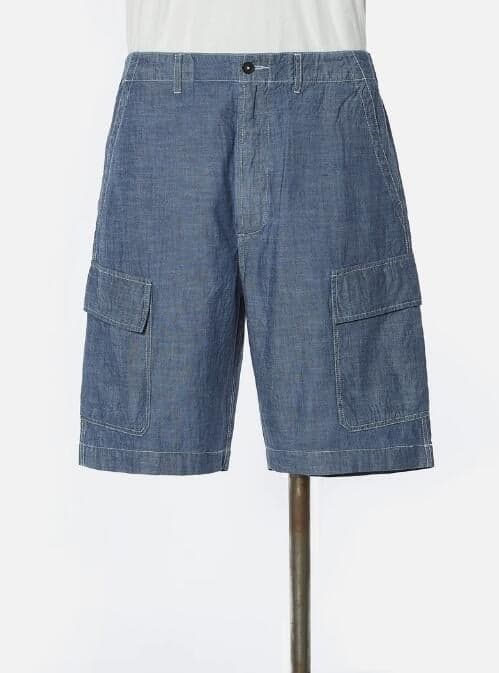MW CARGO SHORT-INDIGO / 軍風 藍染水手布 多口袋 短褲
