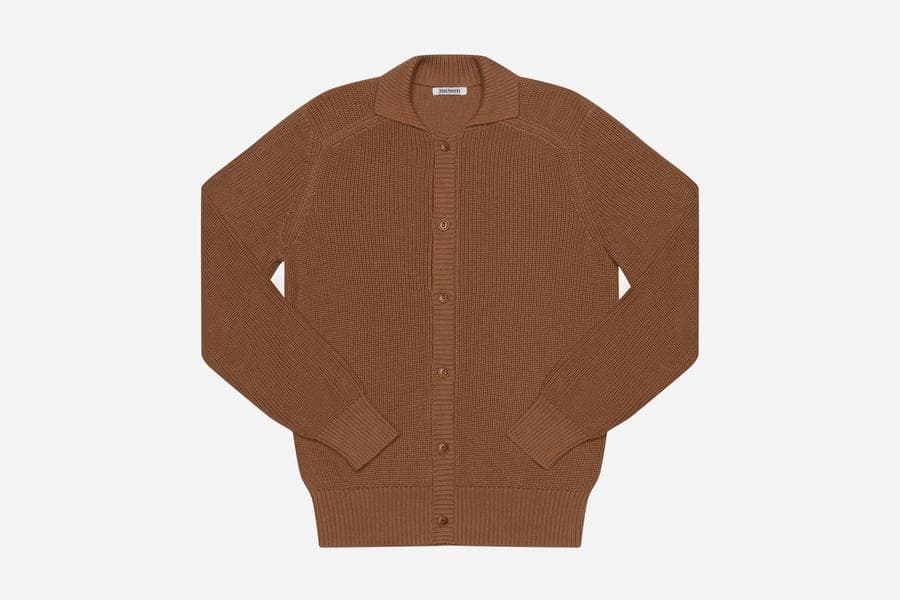 義大利厚織匹馬棉 開襟立領毛衣 摩卡／Pima Cotton Collared Cardigan