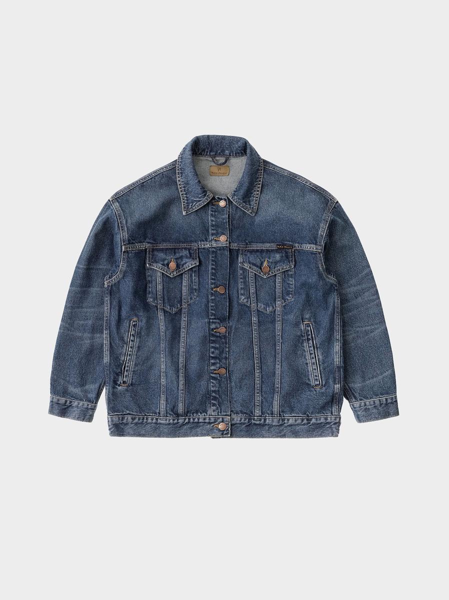 女版三代落肩水洗外套 Elin Blue Maze Denim JKT