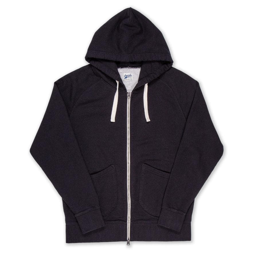 厚磅魚鱗布 拉鍊連帽上衣 黑色 燕麥色／BS-10 Zip-Up Hoodie