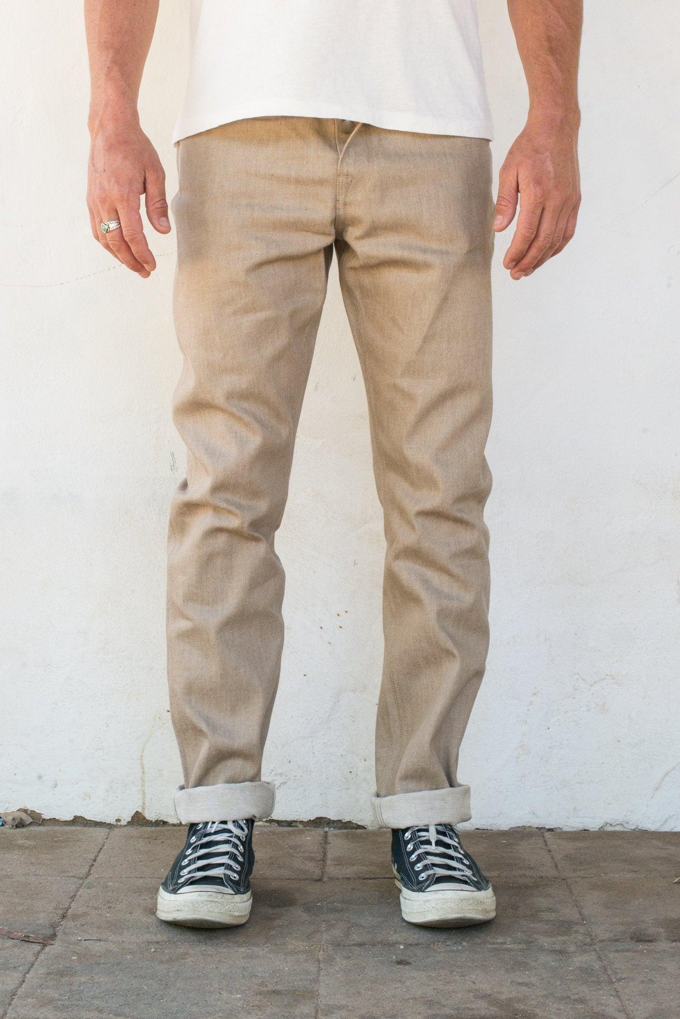 復古工裝口袋 修身直筒褲／13oz／Rios Tan Denim