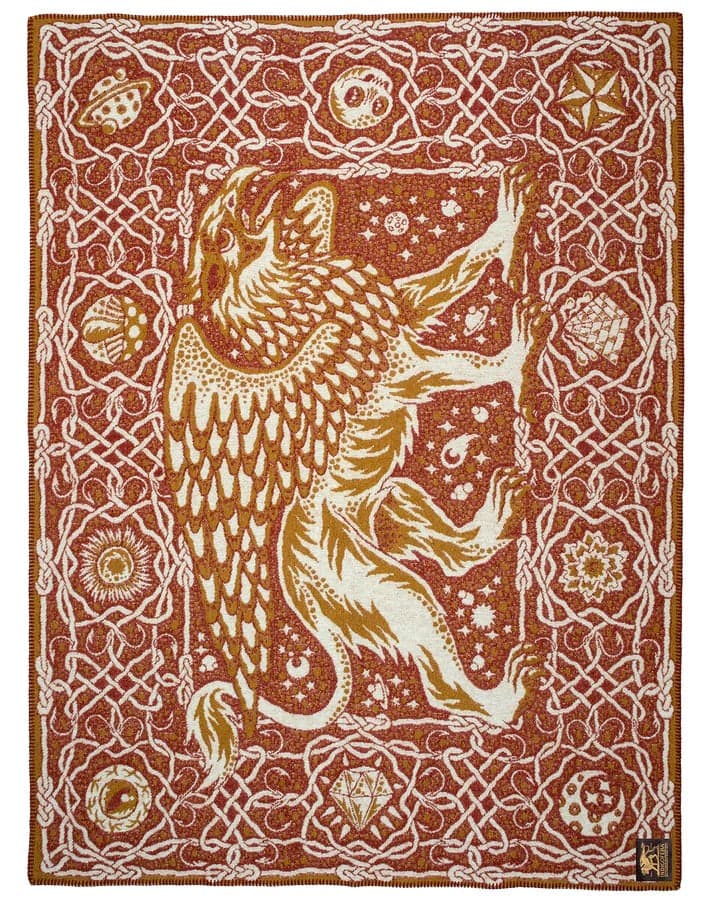 Gryphon Token Blanket 神獸橘黃繡色挪威高冷羊毛毯