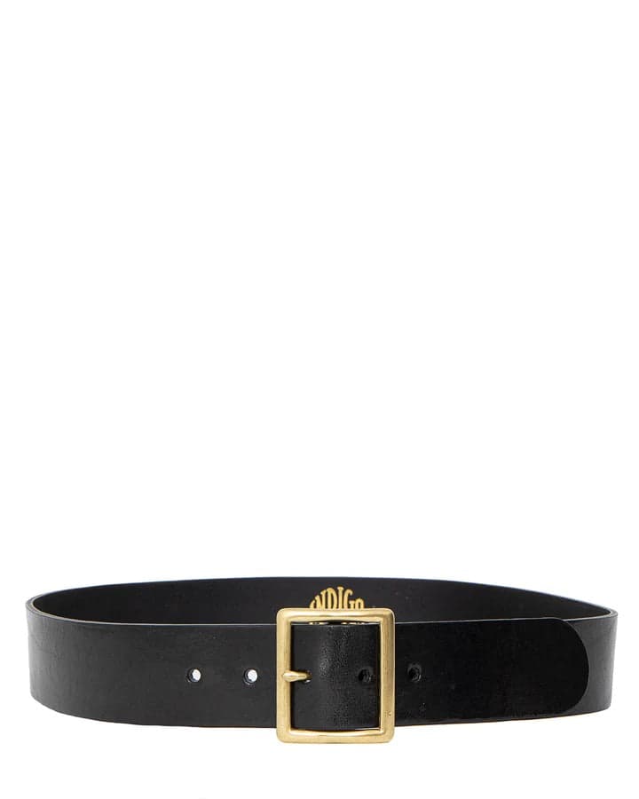 Levon Leather Belt Light Black 45mm 英國亮面皮革黑色寬版皮帶