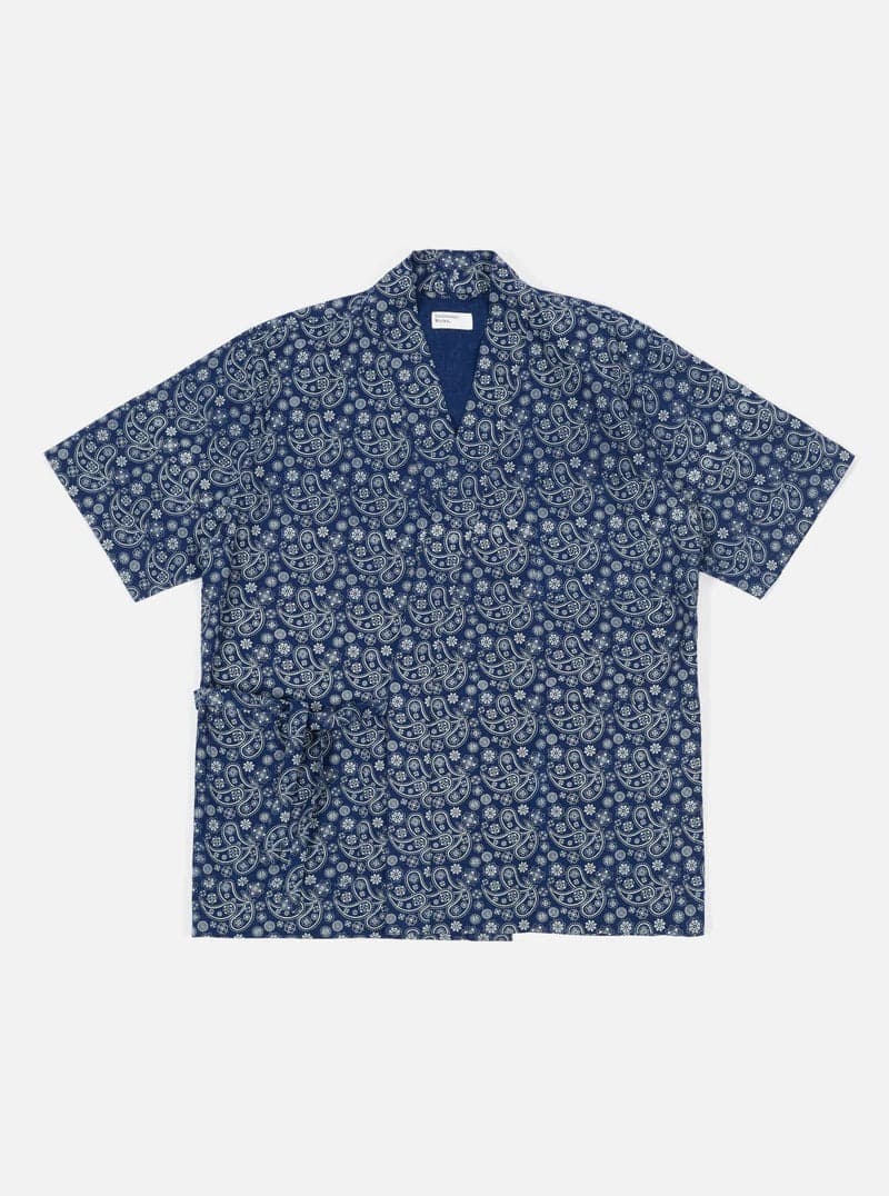 S/S Kyoto Shirt In Indigo Japanese Paisley／變形蟲藍染日式罩衫