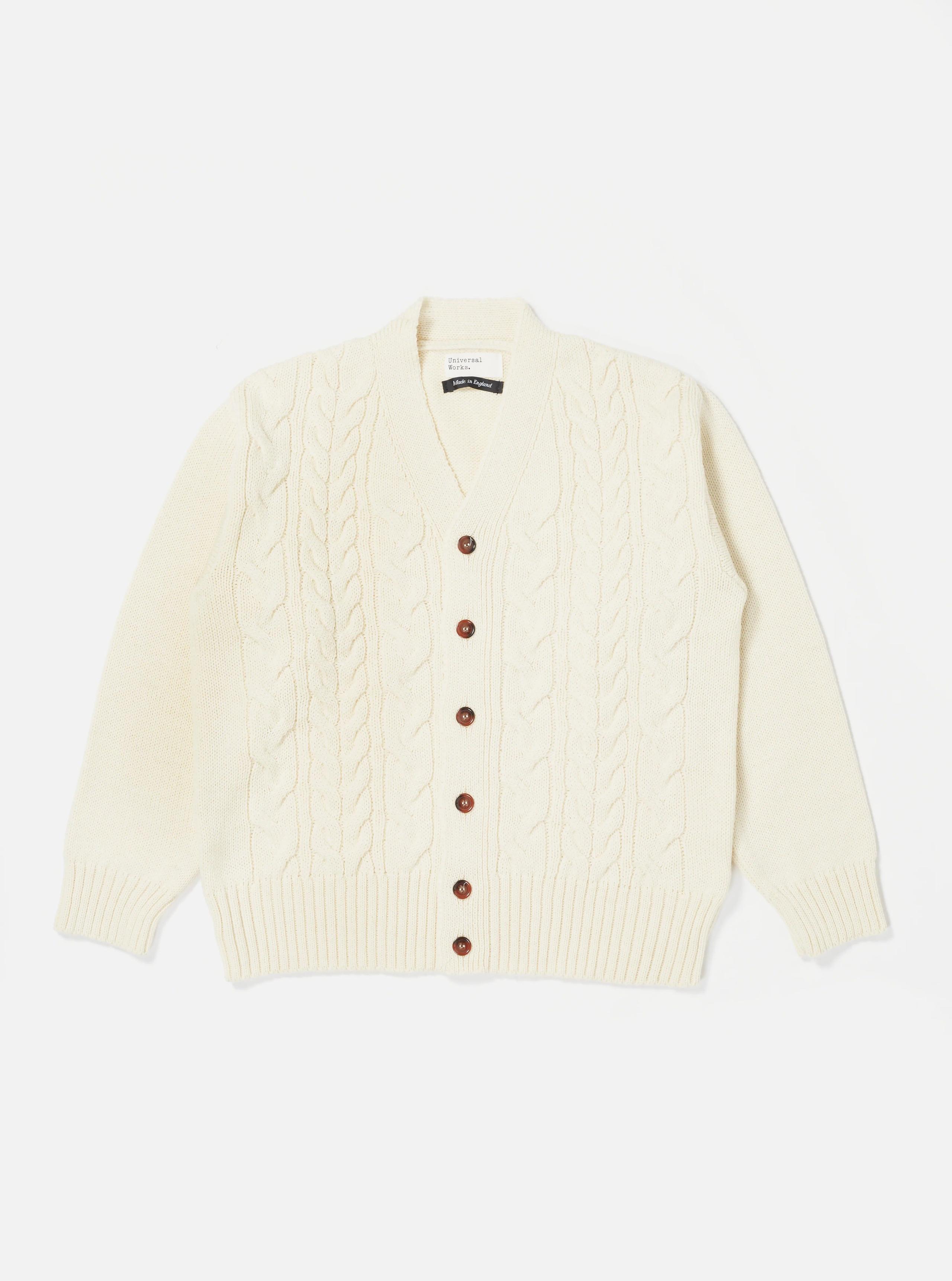 Cable Knit Cardigan In Ecru Soft Wool 親膚羊毛針織毛衣