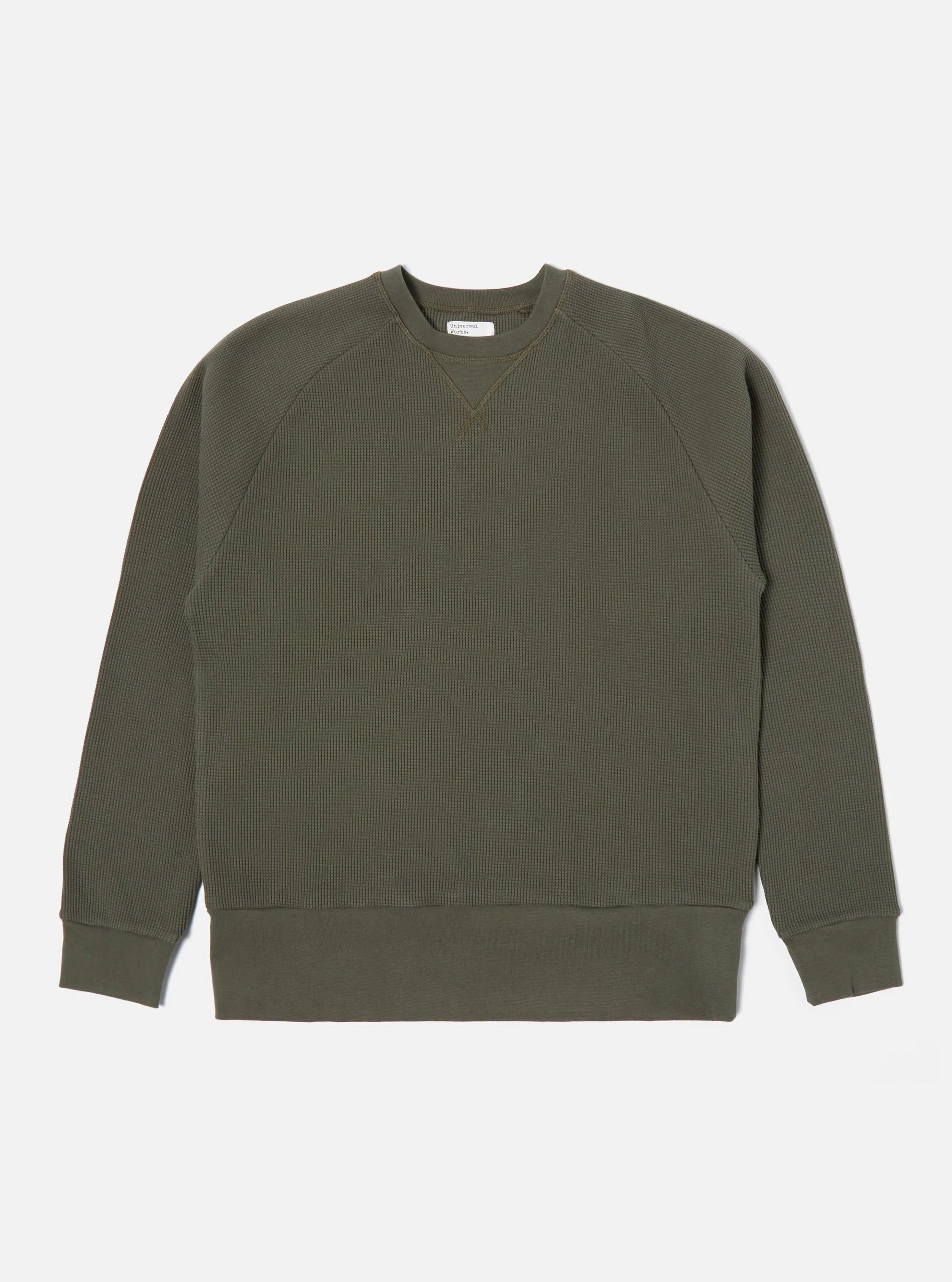 Mr K Crew Sweatshirt In Green Fall Waffle/寬鬆剪裁華夫格衛衣