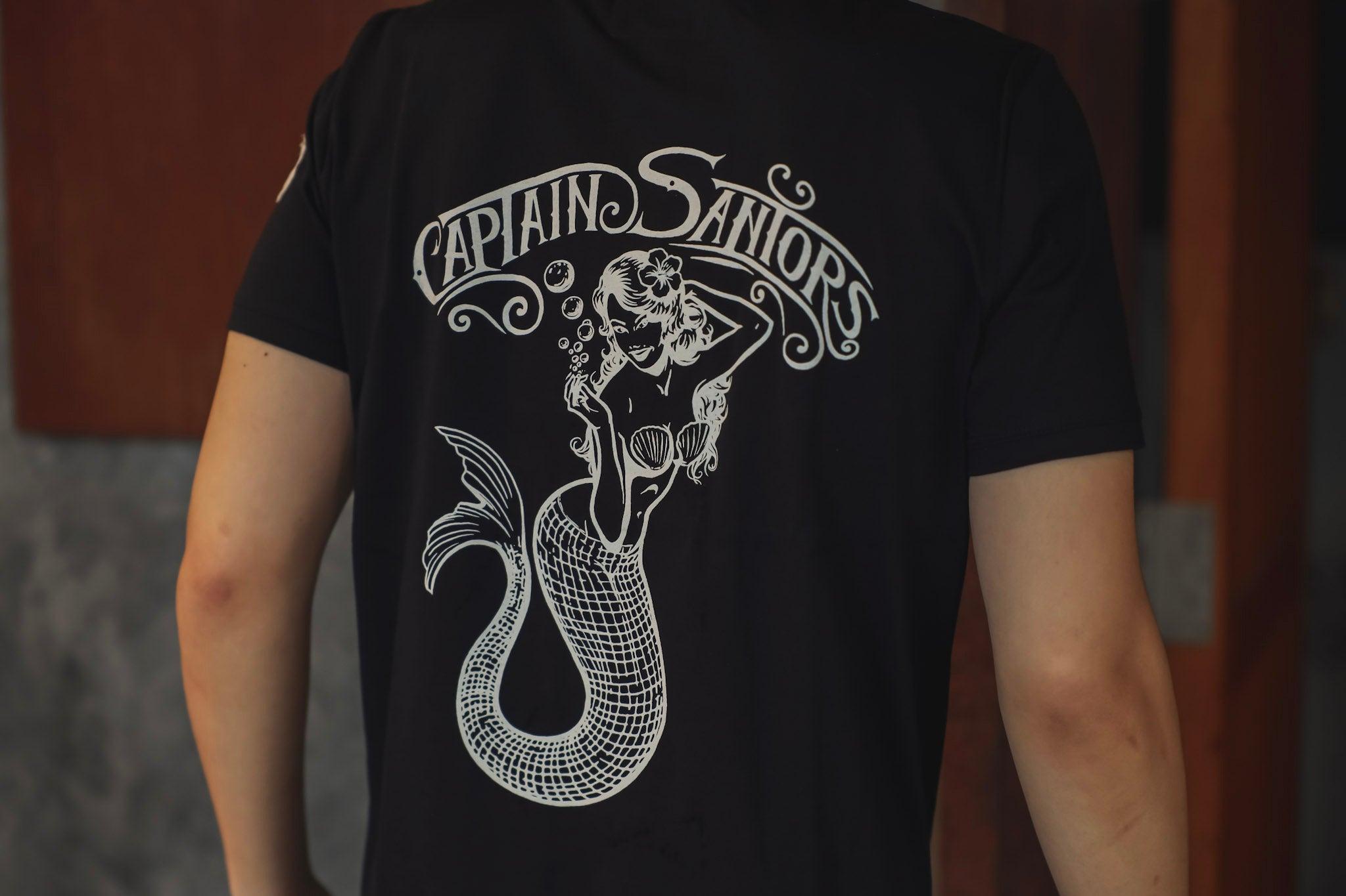 Serafino Tee Sirena Navy／美人魚圖樣 真牛角釦 亨利領 深藍