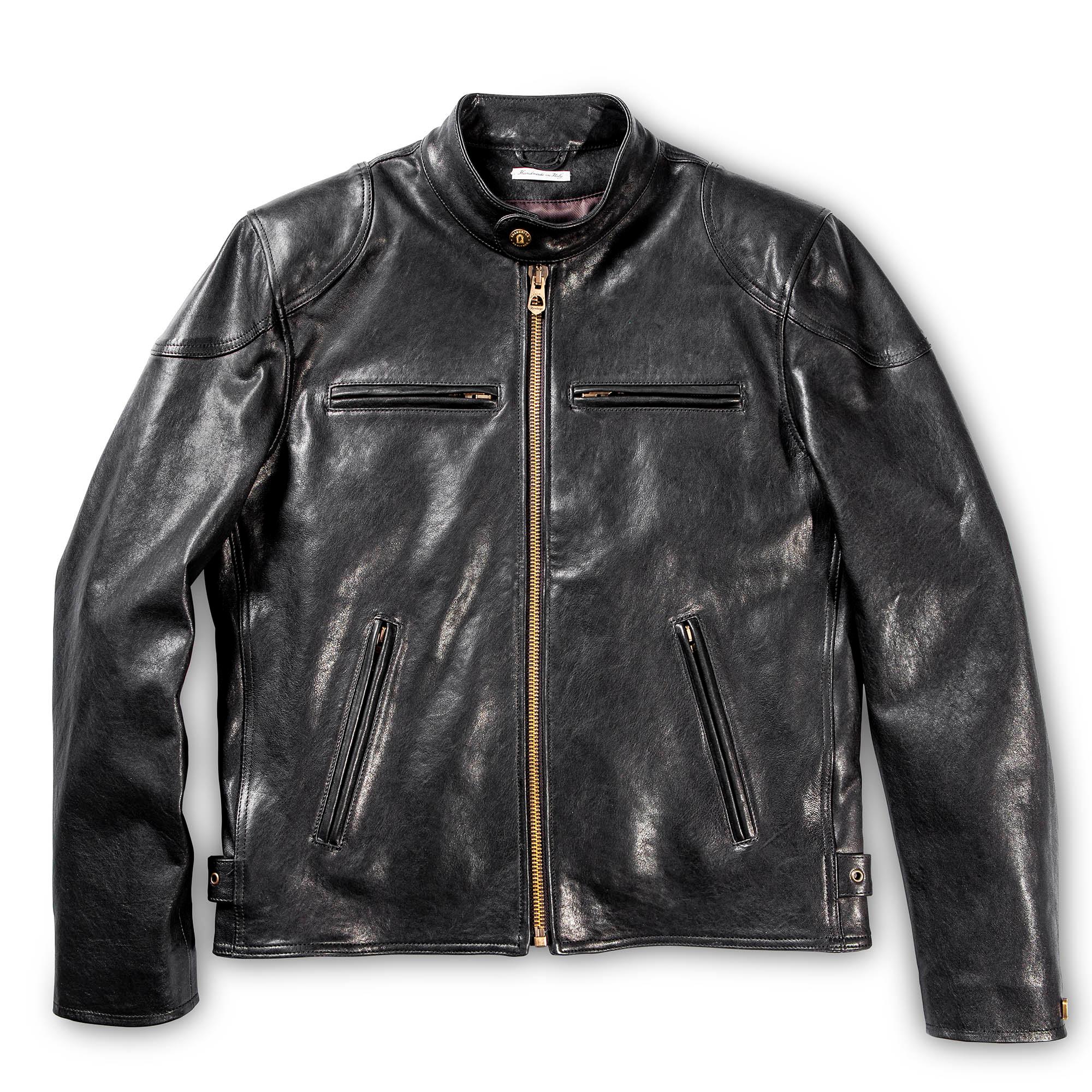 Café Racer Black Leather Jacket 黑色小羊皮騎士皮衣