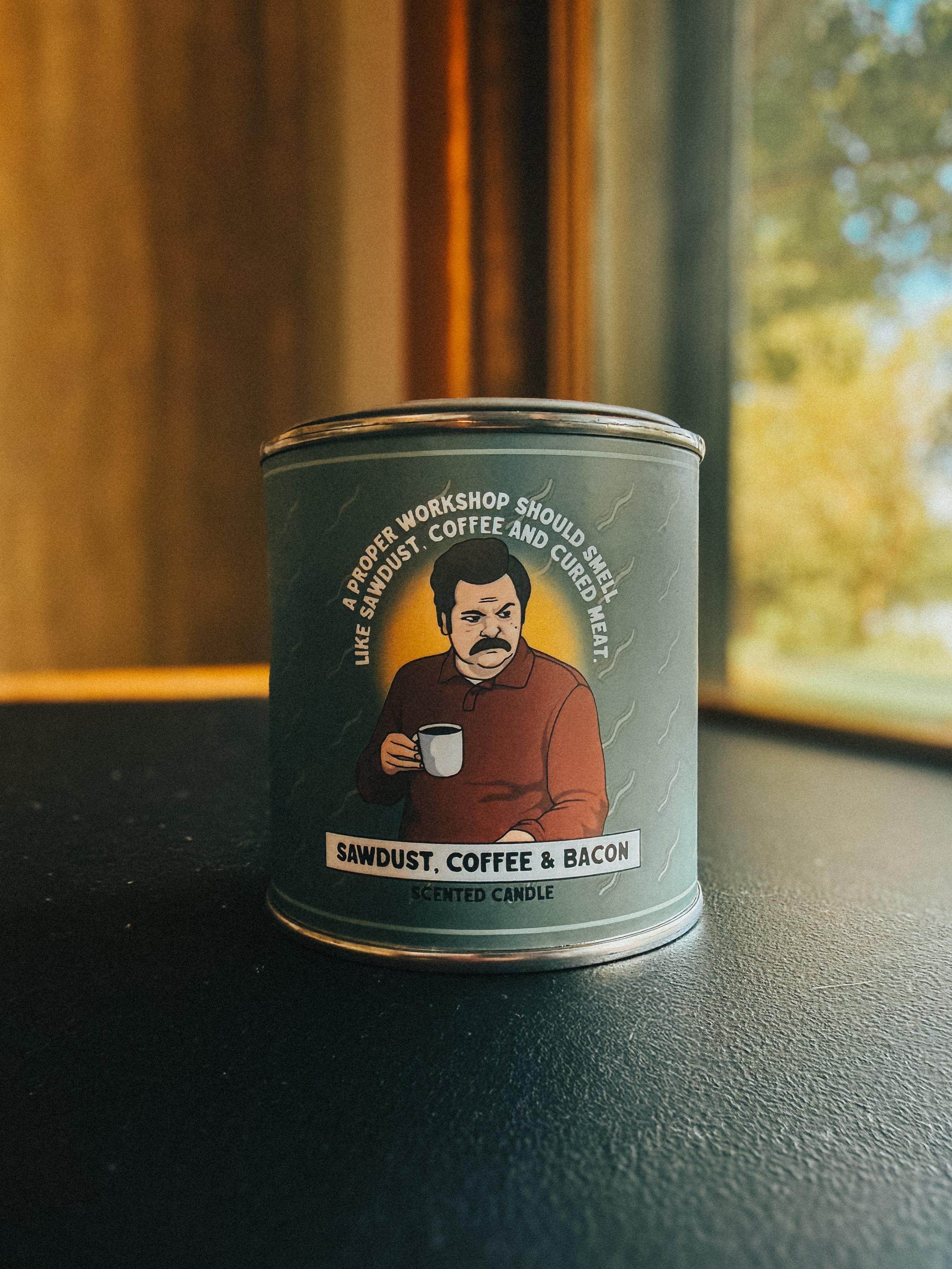 Ron Swanson Workshop Candle