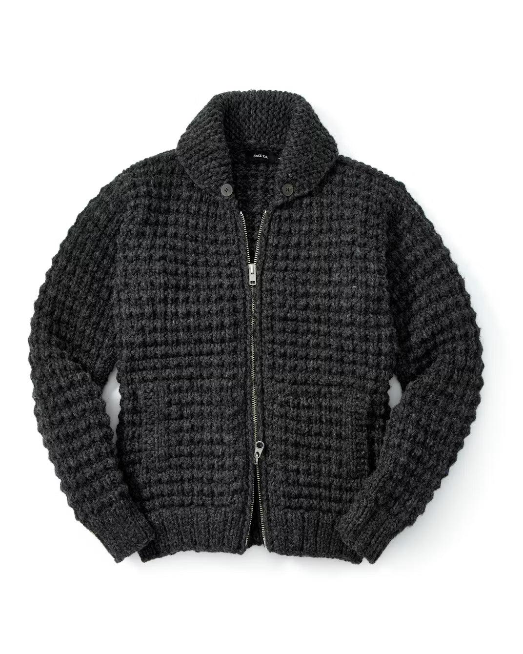 Waffle Oxford Handknit Virgin Wool Sweater