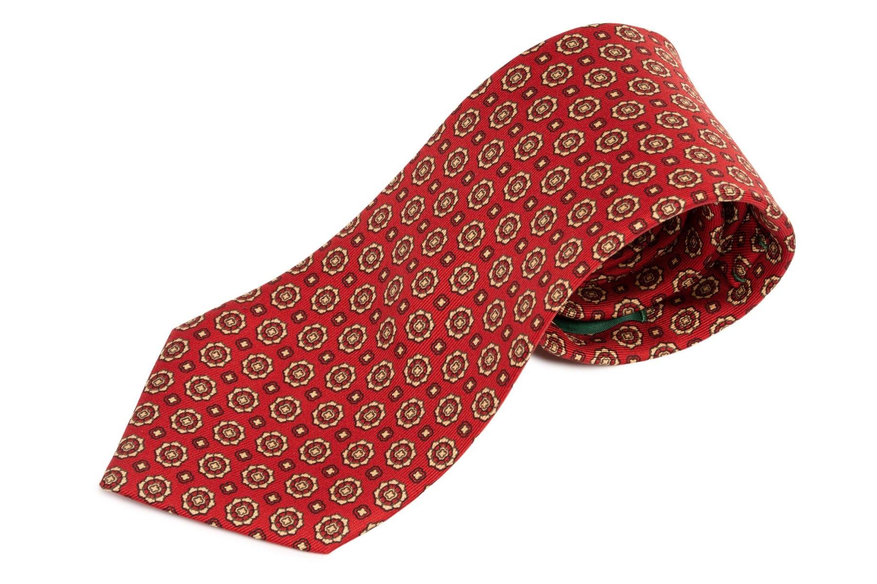 Red Micropattern Madder Silk Tie