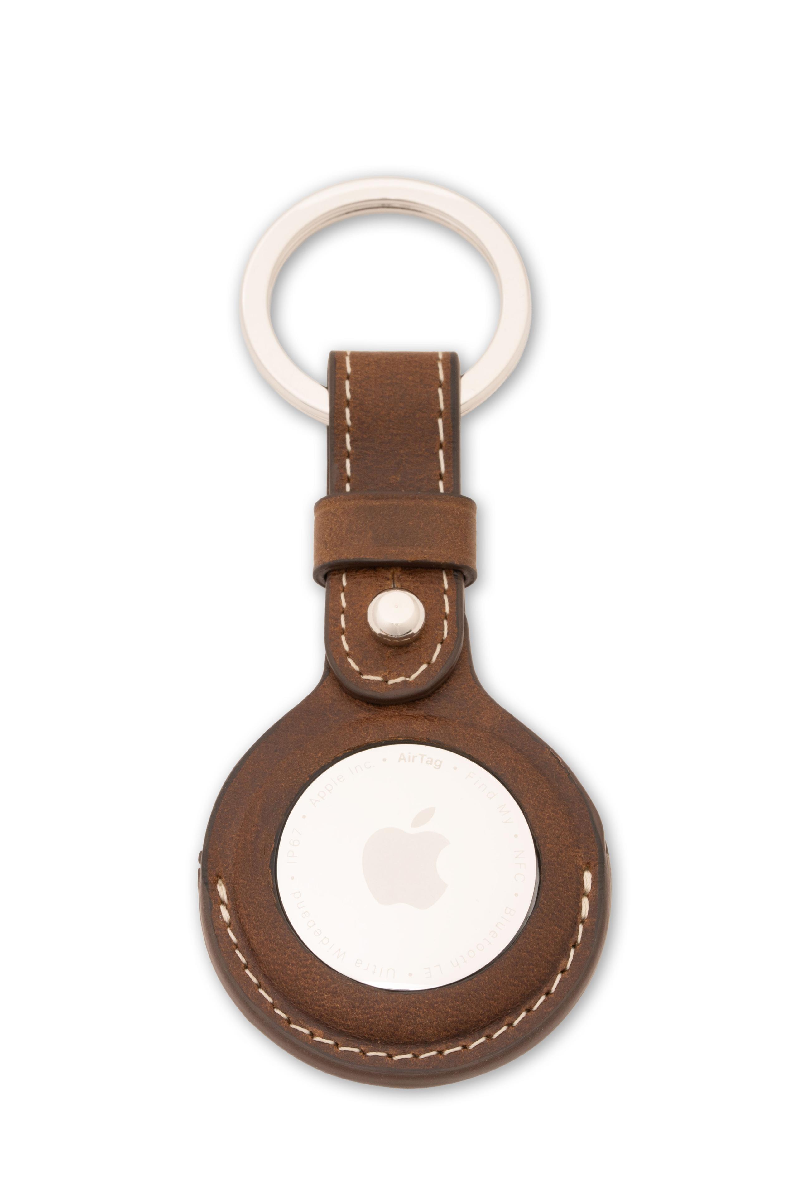 Antique Mahogany Montecristo Leather AirTag Key Ring