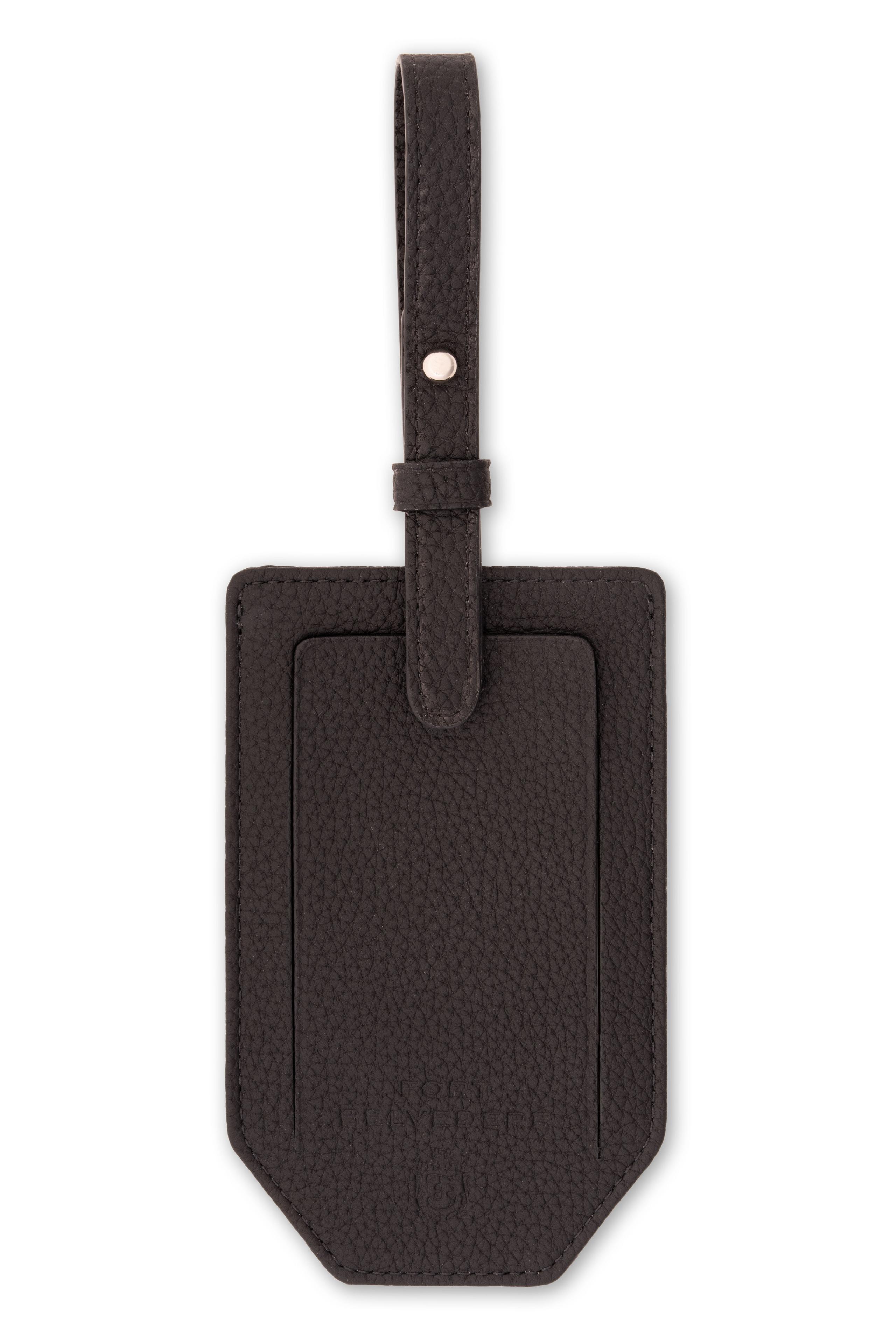 Black Togo Calf Leather Luggage Tag