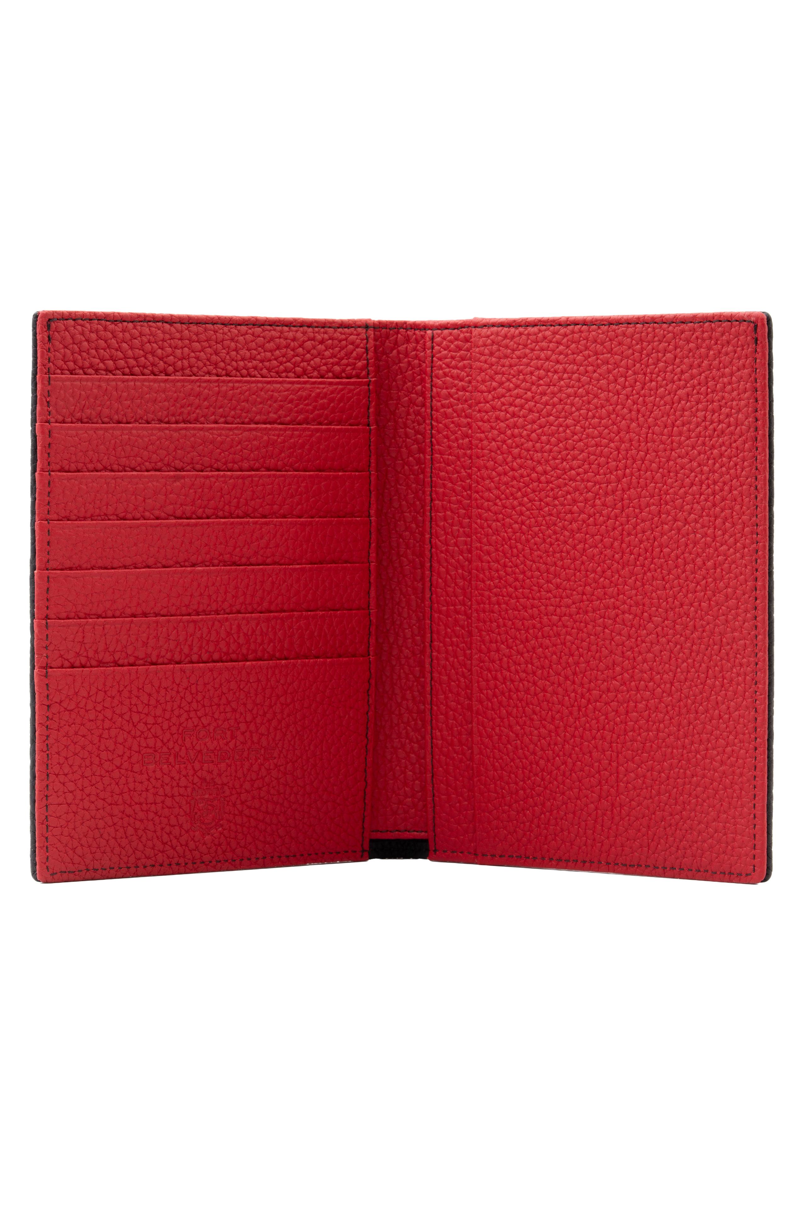 Black & Red Togo Leather Passport Holder