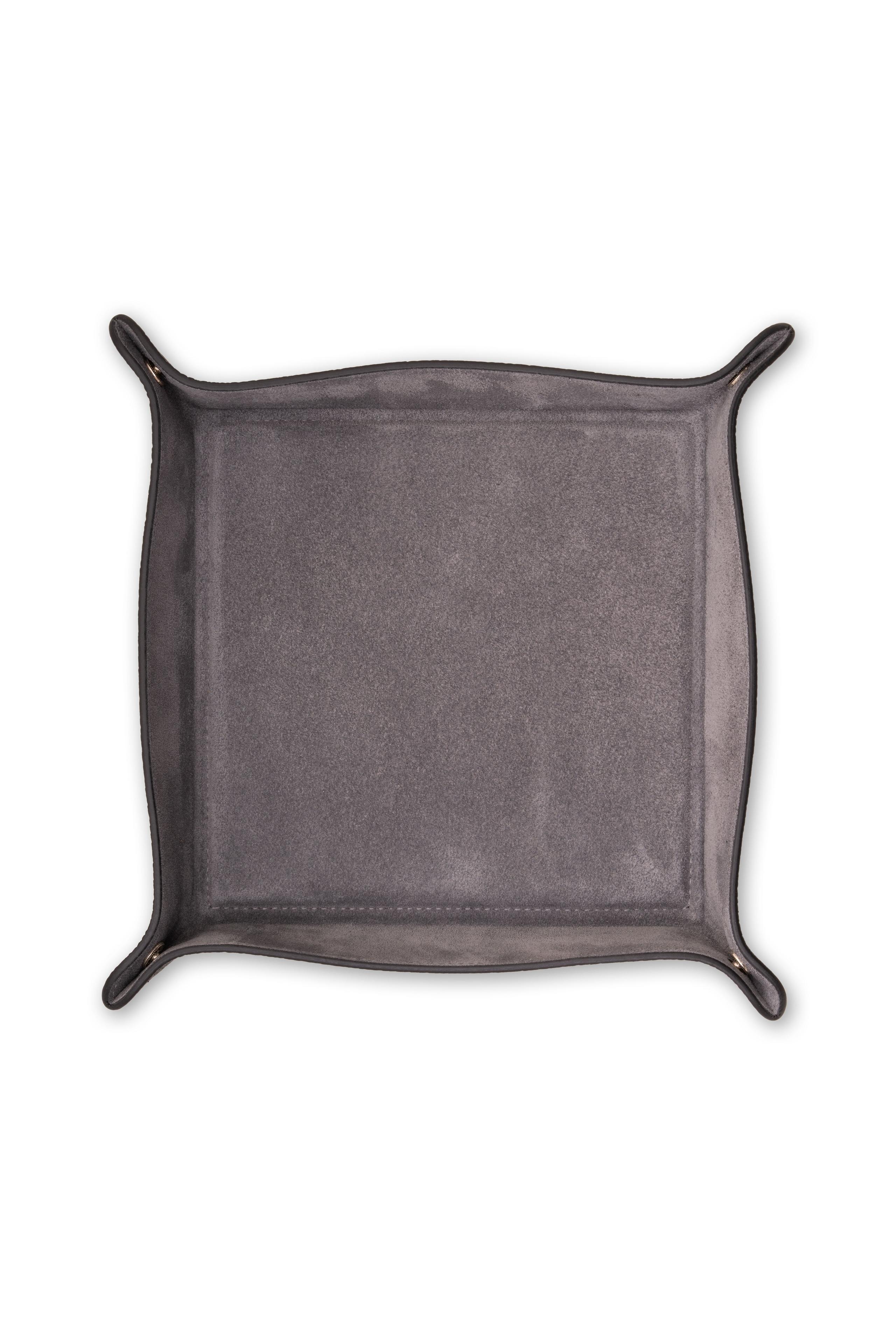 Black Togo & Gray Catchall Leather Travel Valet Tray
