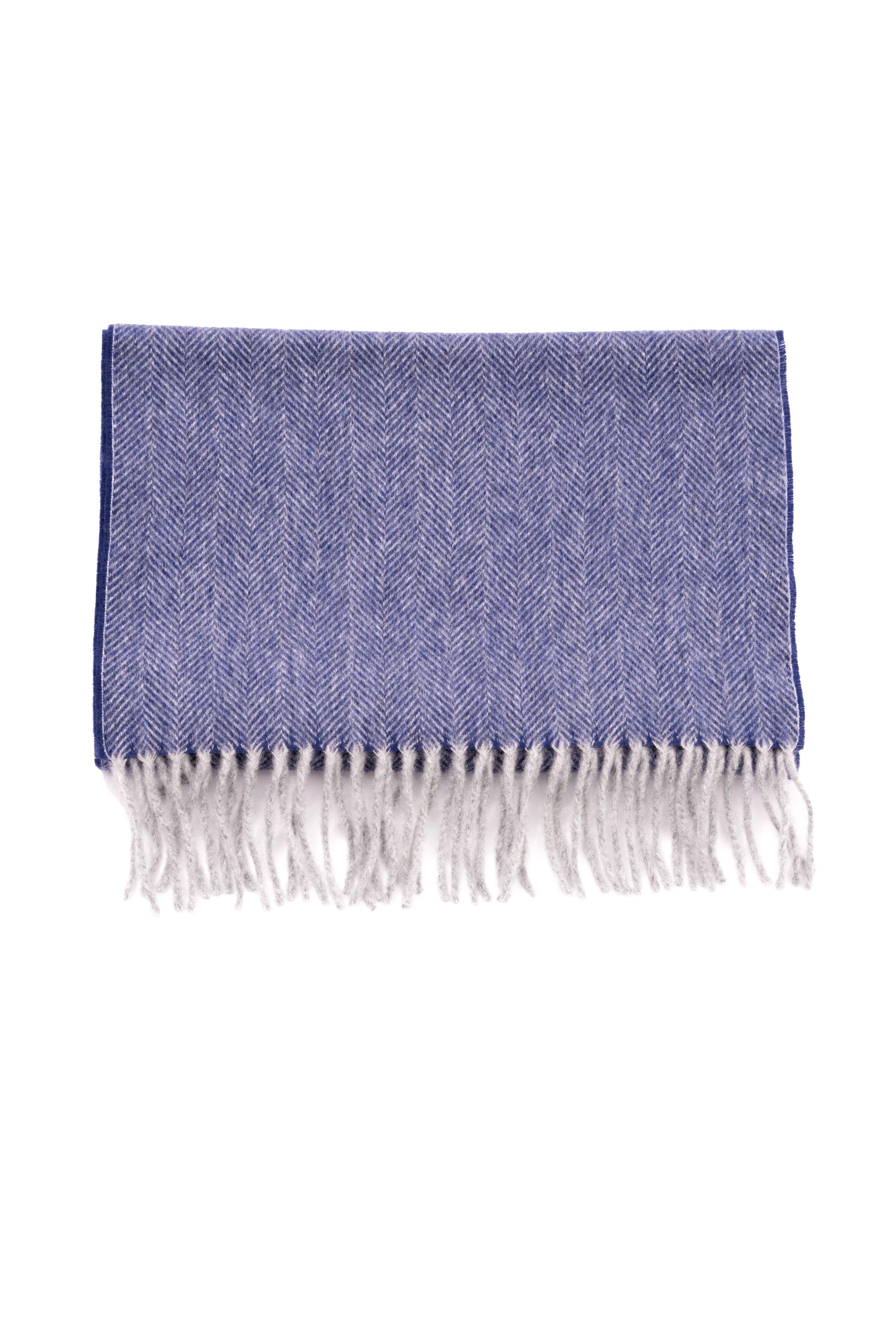 Blue Herringbone Cashmere Scarf