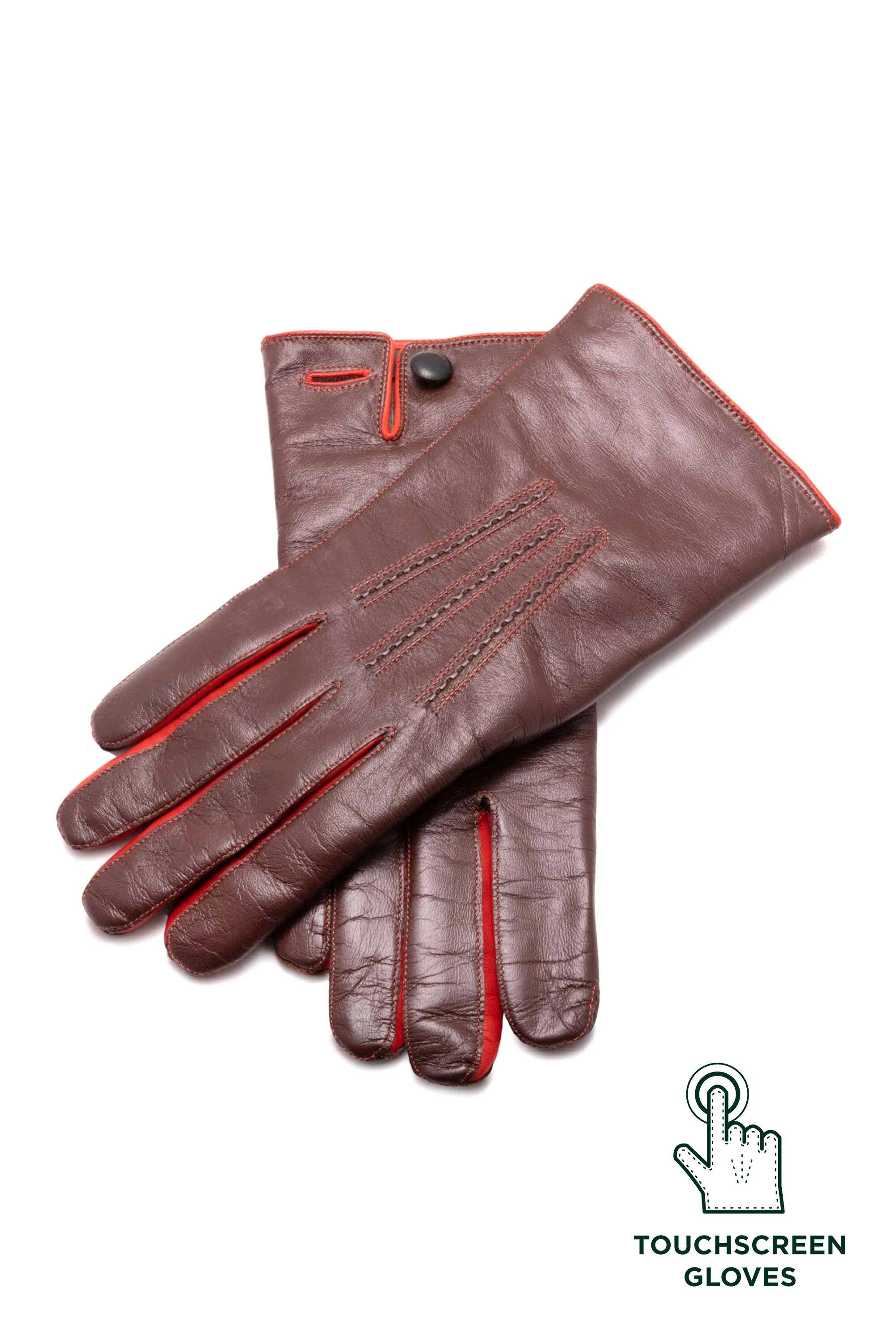 Chestnut Brown Touchscreen Lamb Nappa Leather Gloves